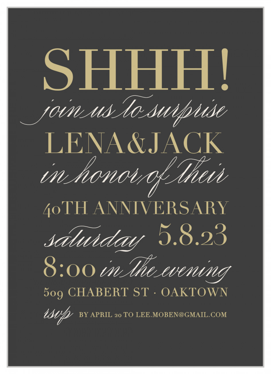 Elegant Surprise Anniversary Invitations