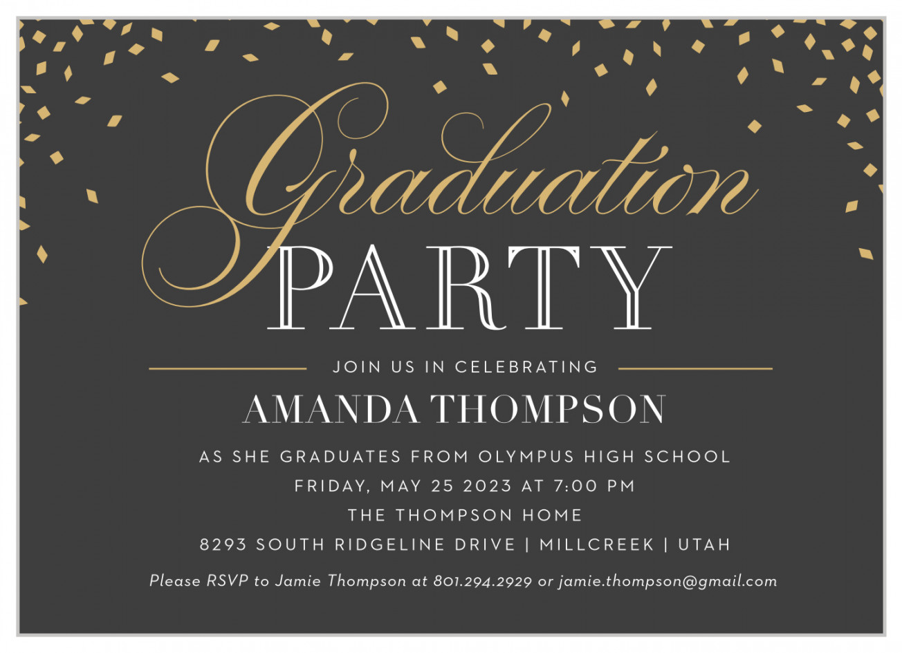 Falling Confetti Graduation Invitations by Basic Invite