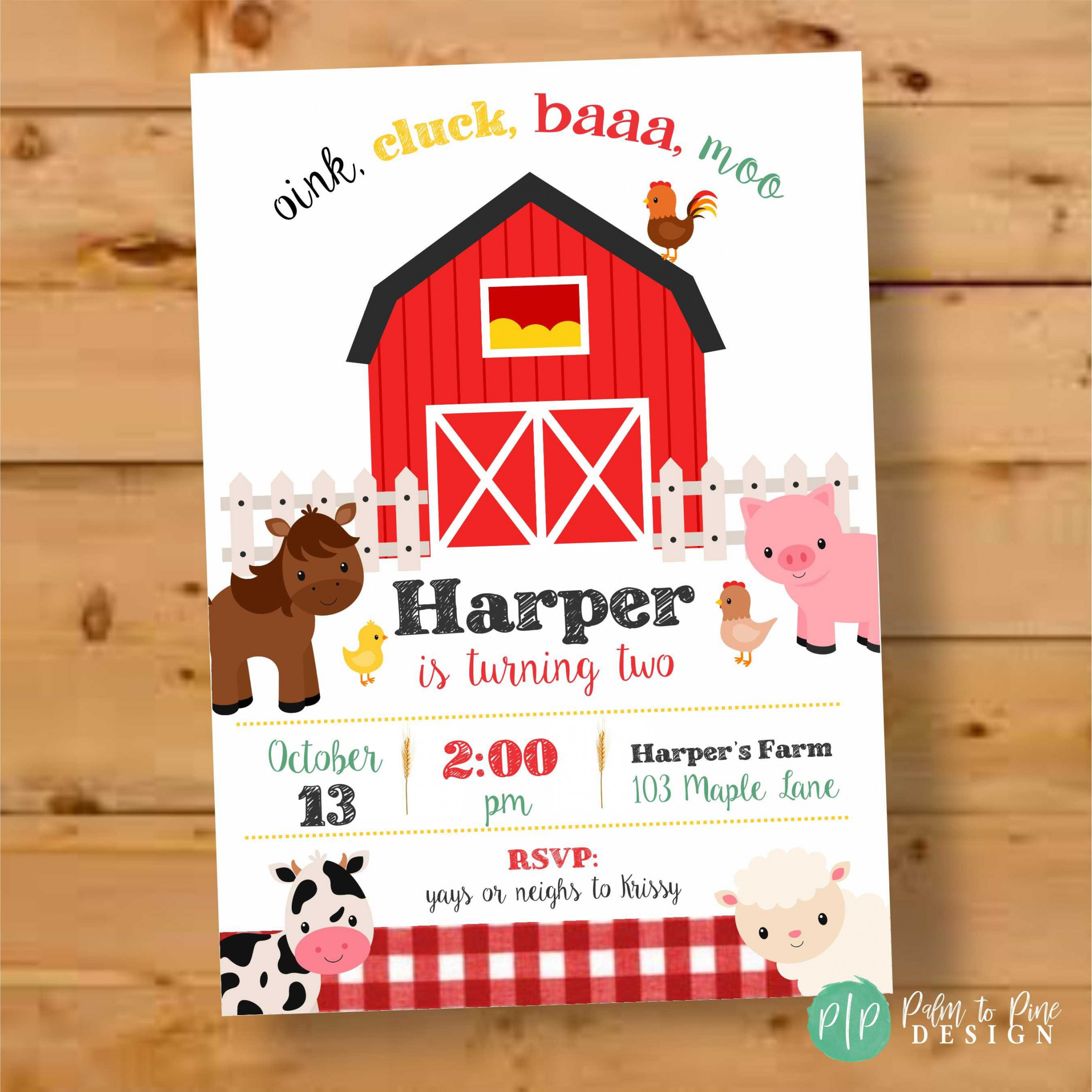 Farm birthday invitation Barnyard birthday invitation - Etsy