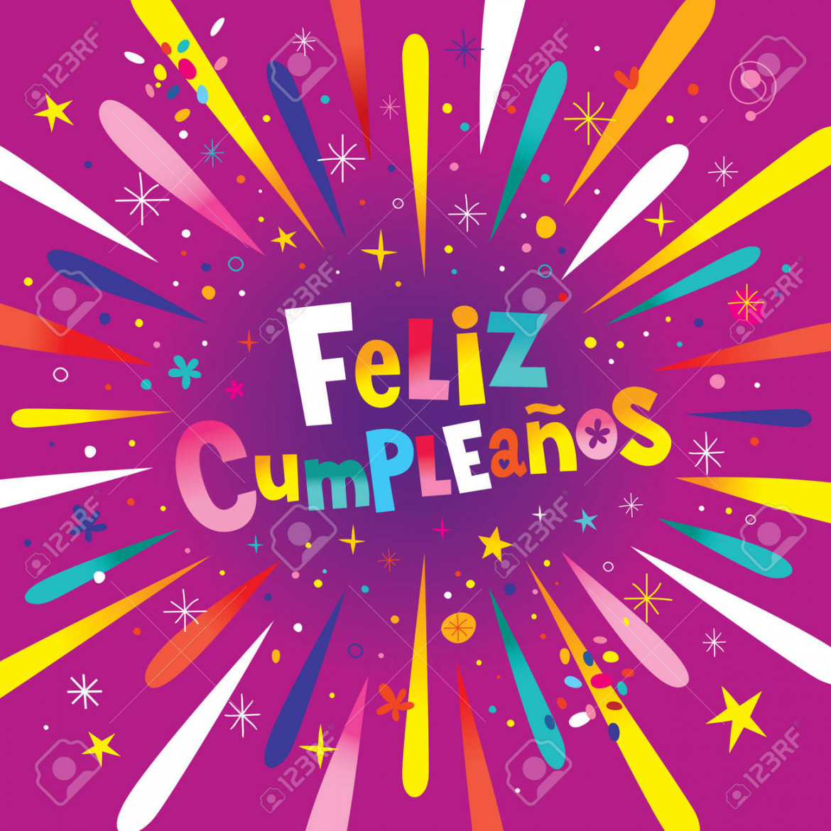 Feliz Cumpleanos Feliz Cumpleaños En Español Tarjeta Ilustraciones