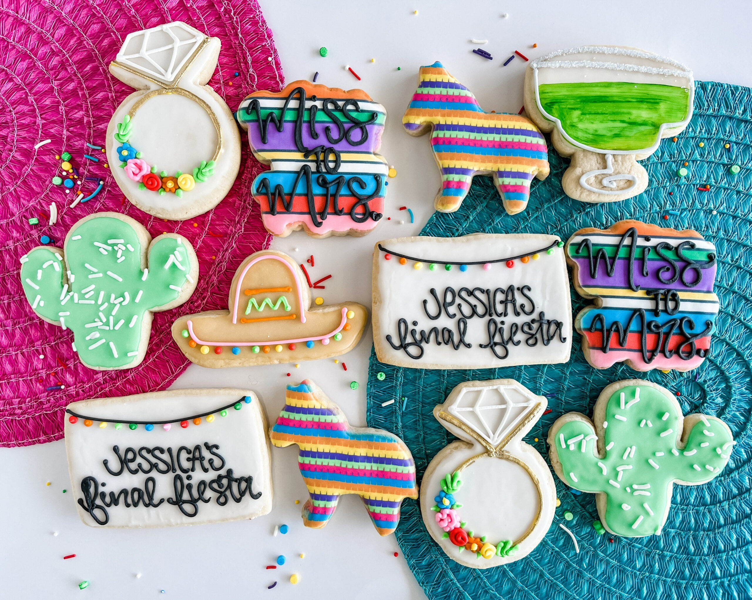 Final Fiesta Bachelorette Party or Bridal Shower Cookies //  Dozen Fiesta  Cookies for Bride