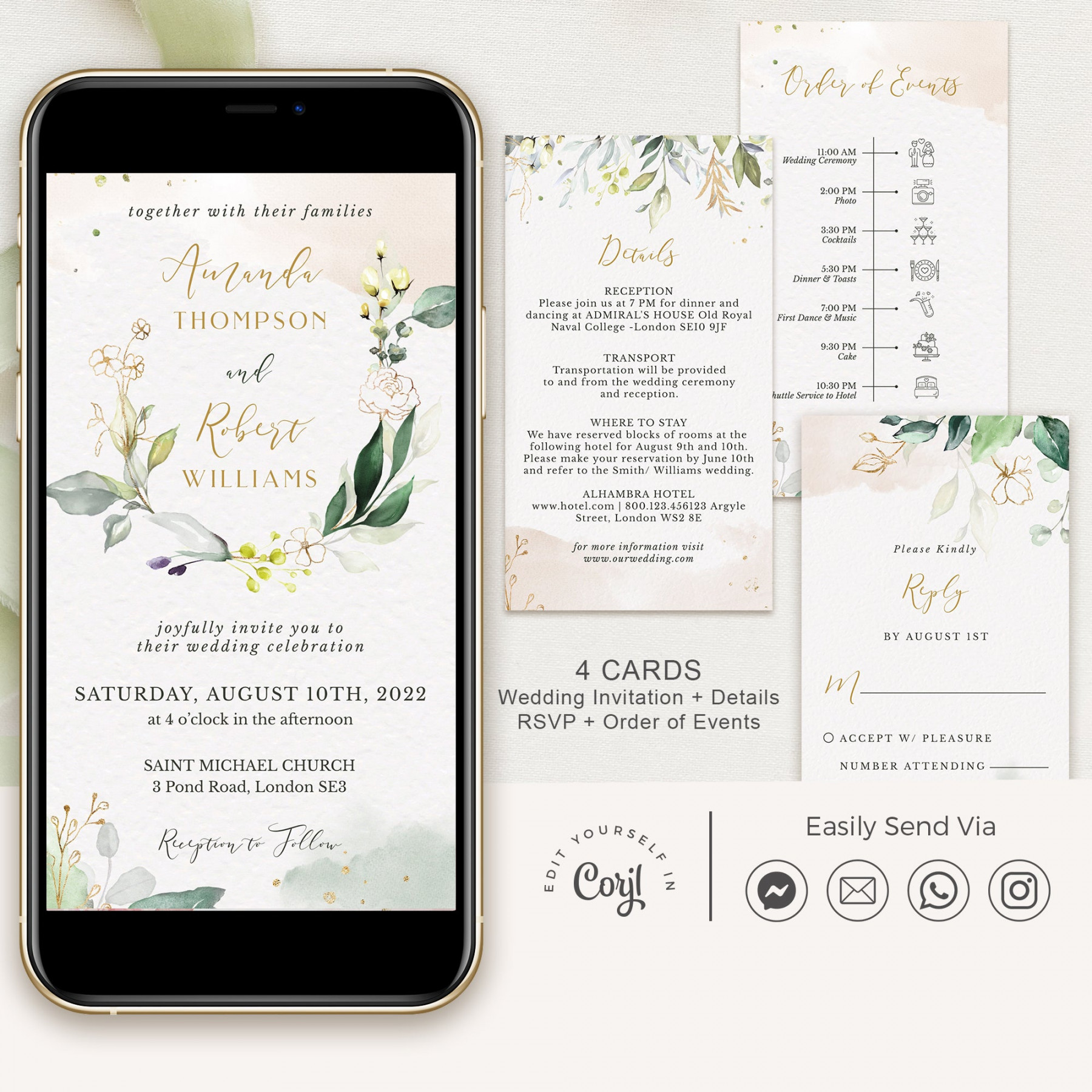 Flora  Rustic Digital Wedding Invitations