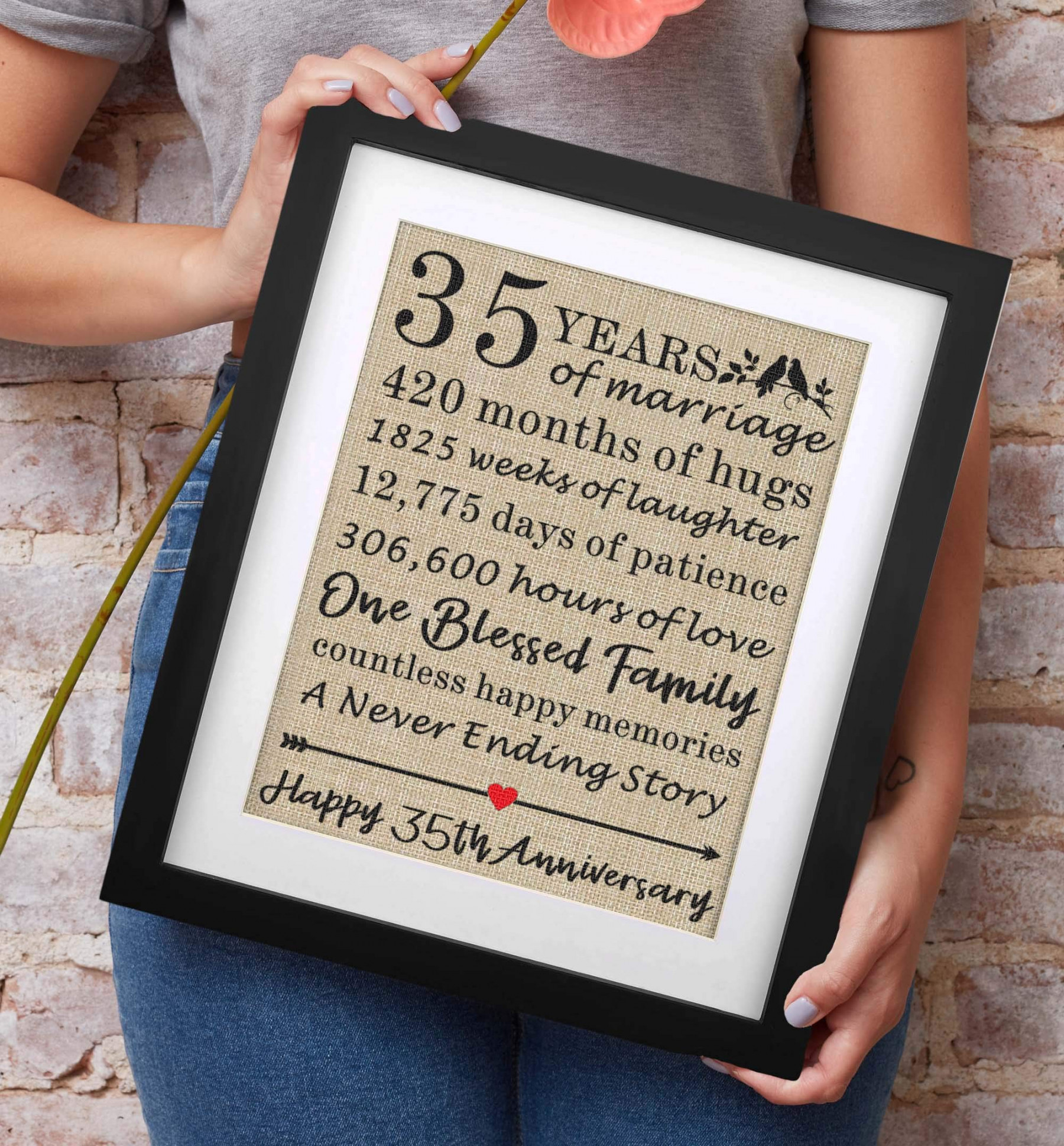 Framed Jute Print th Wedding Anniversary Gift for Parents th Wedding  Anniversary Keepsake for Mom and Dad Couples Decoration Gift for Wife  Husband