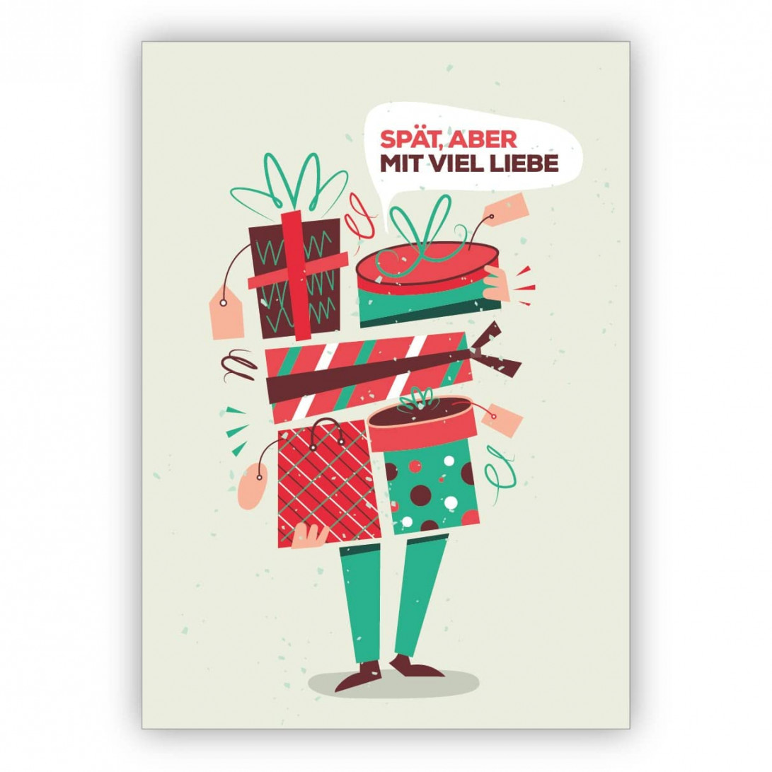 Fun Retro Birthday Christmas Card (Folding Greeting Card New Year  Card/Company Belated: Late But WitSee more Fun Retro Birthday Christmas  Card