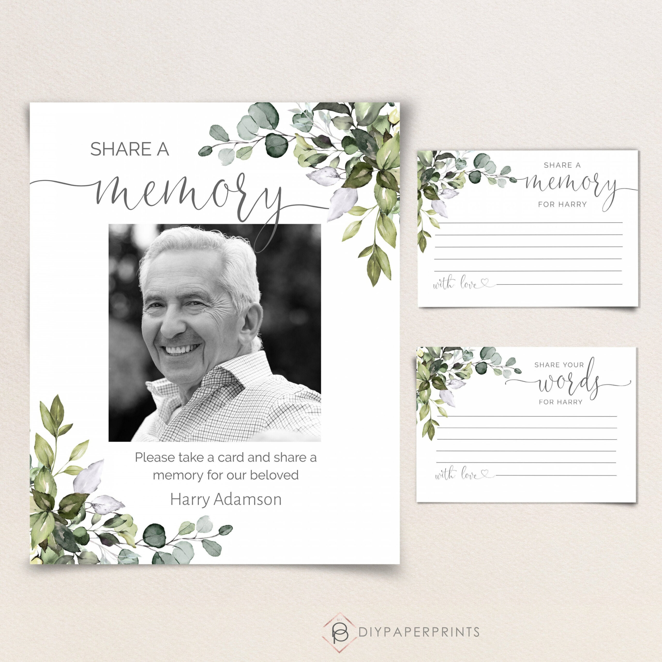 Funeral Share a Memory Card Template Funeral Memorial - Etsy