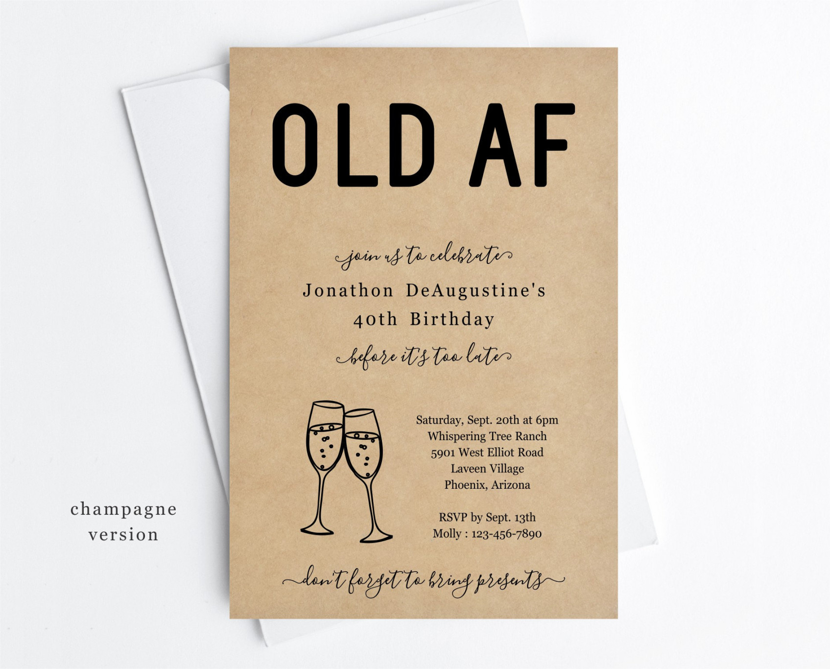 Funny Adult Birthday Invitation Template Printable OLD AF - Etsy