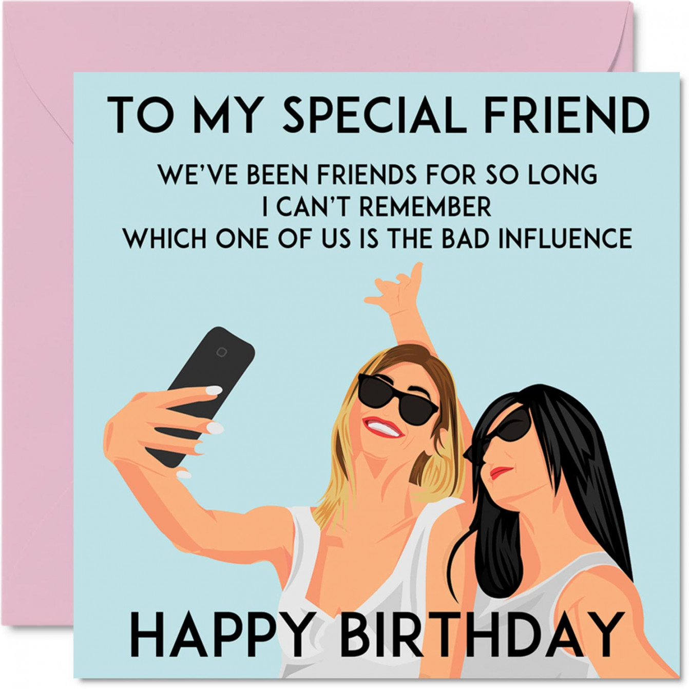 Funny Birthday Cards for Women and Her - Selfie Friends - Funny Birthday  Card for Best Friend, Work Colleague, Sister, mmxmm, Cute Joke Humor