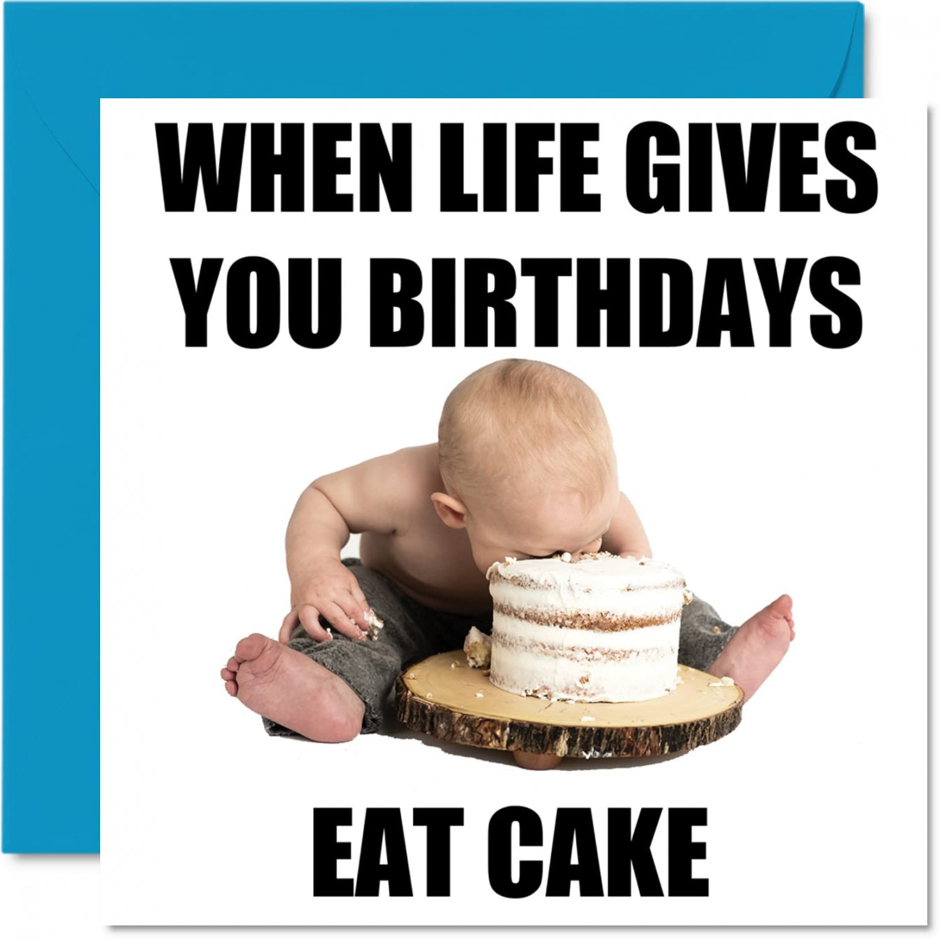 Funny Birthday Cards for Women Men - Eat Cake Meme - Happy Birthday Card  for Friends, Mom, Dad, Brother, Sister, Son, Daughter, Grandma, Grandad,