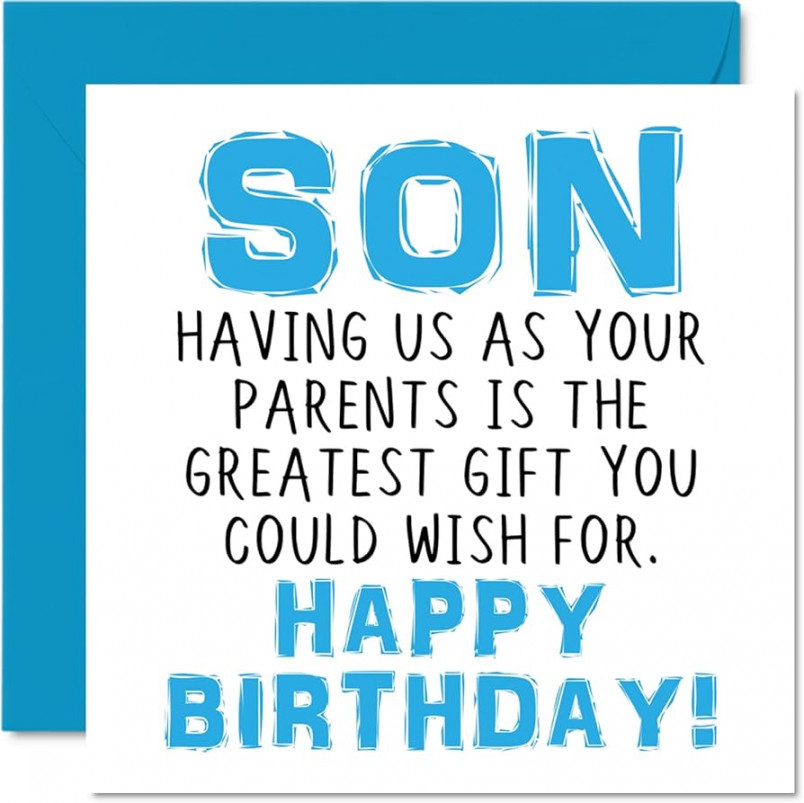 Funny Birthday Cards Son - Having Us As Elents Greatest Gift Wish - Joke  Card From Parents Mum Dad Banter Birthday Gifts mm x mm Greeting  Cards