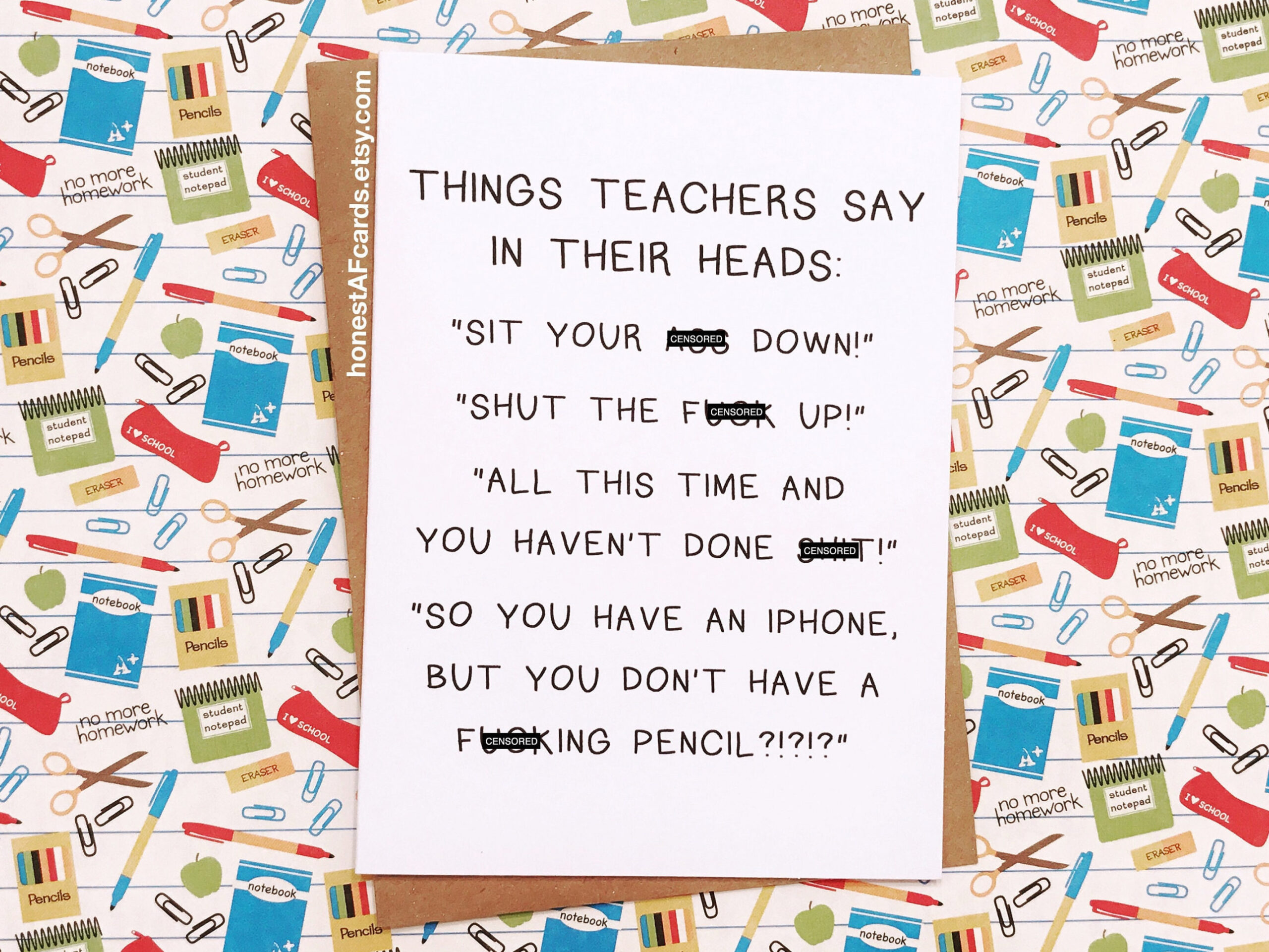 Funny Card for Teacher Funny Teacher Appreciation Card - Etsy