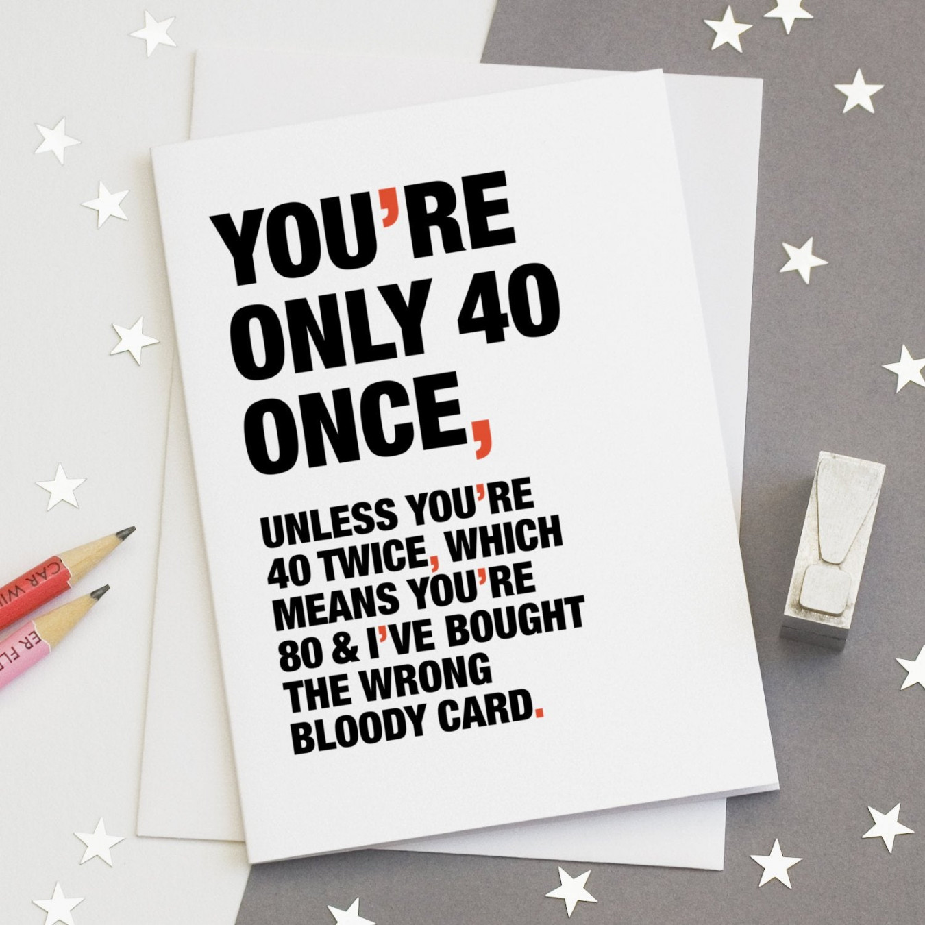 Funny Quote th Birthday Card / SECOND – Wordplay Design