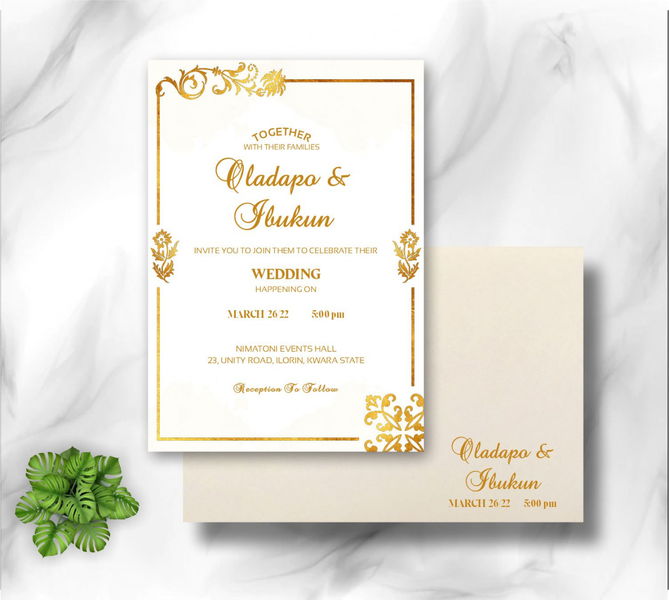 Get White And Gold Wedding Invitation Cards Design And Printing