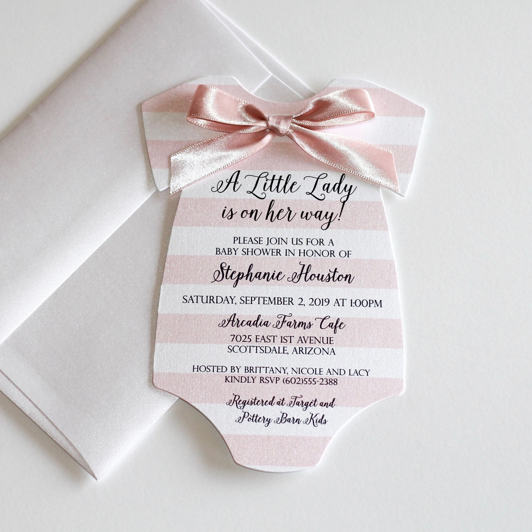 Girl Baby Shower Invitation Pink Shower Invitation Bow - Etsy