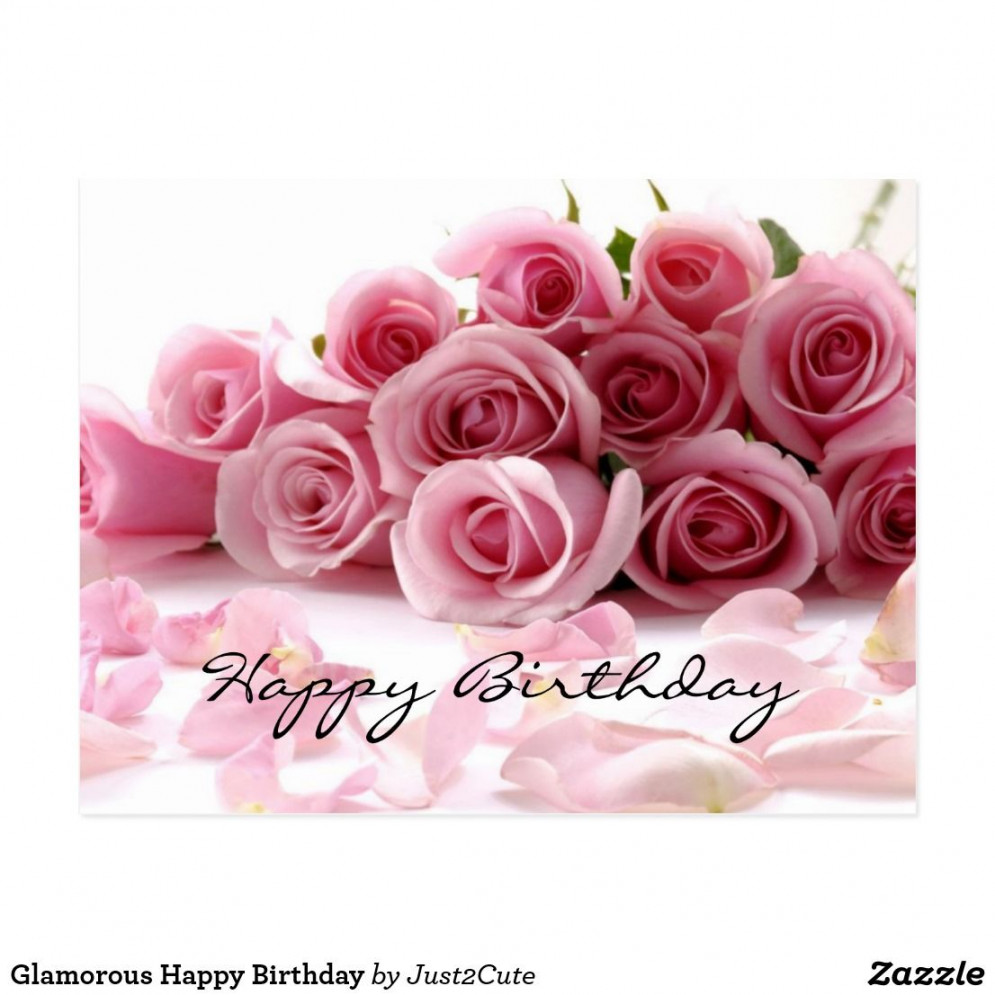 Glamorous Happy Birthday Postcard  Zazzle  Happy birthday flower