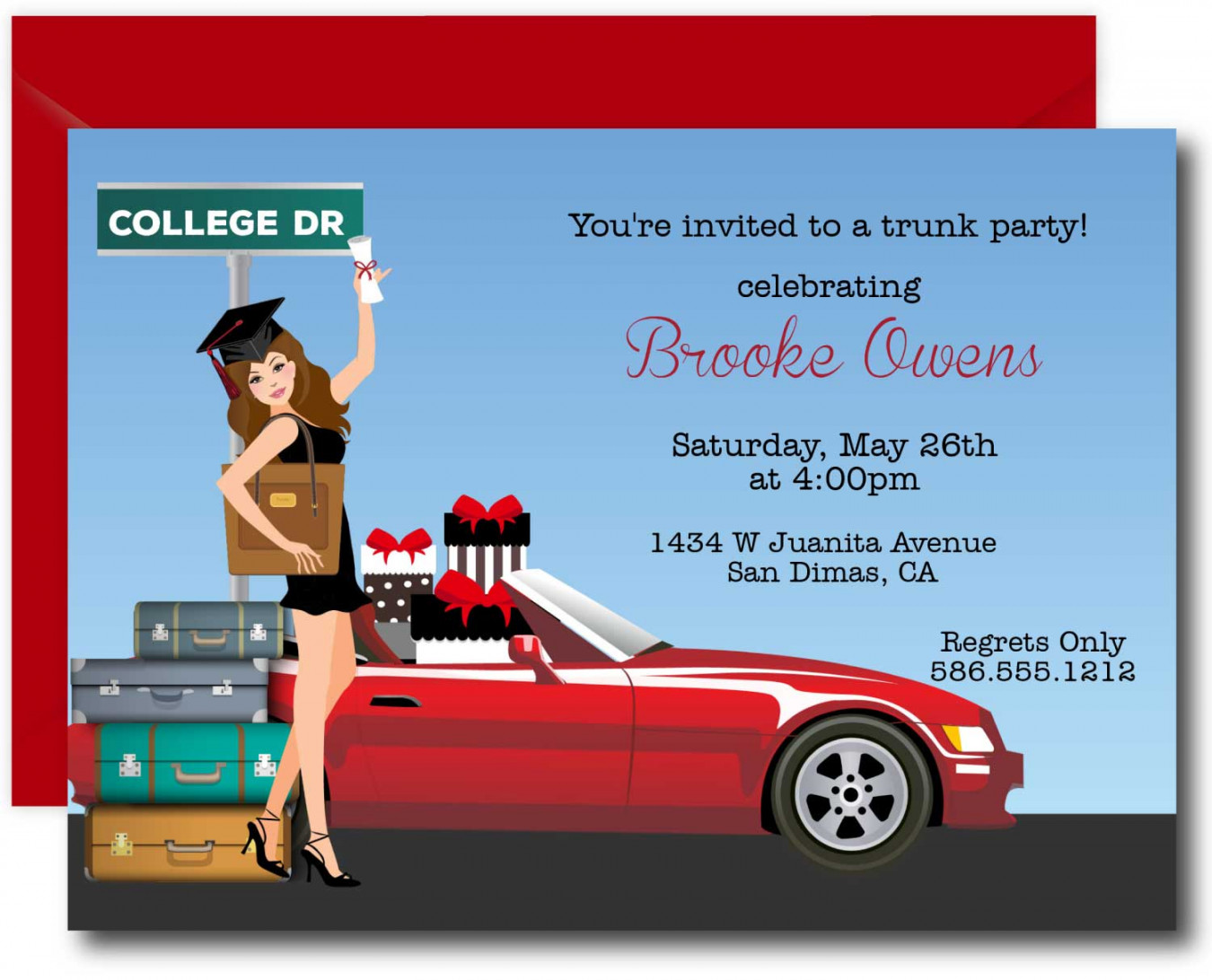 Graduation College Trunk Party Invitations - Announce it