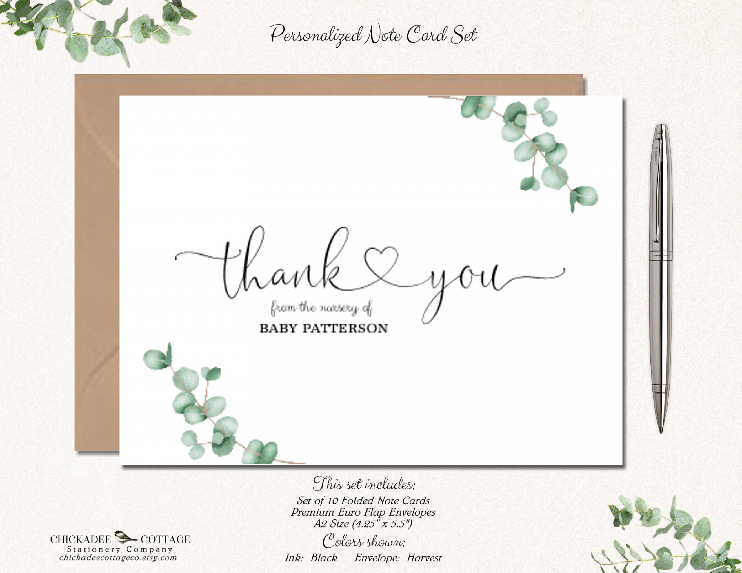 Greenery Baby Shower Thank You Cards Baby Shower Thank You - Etsy