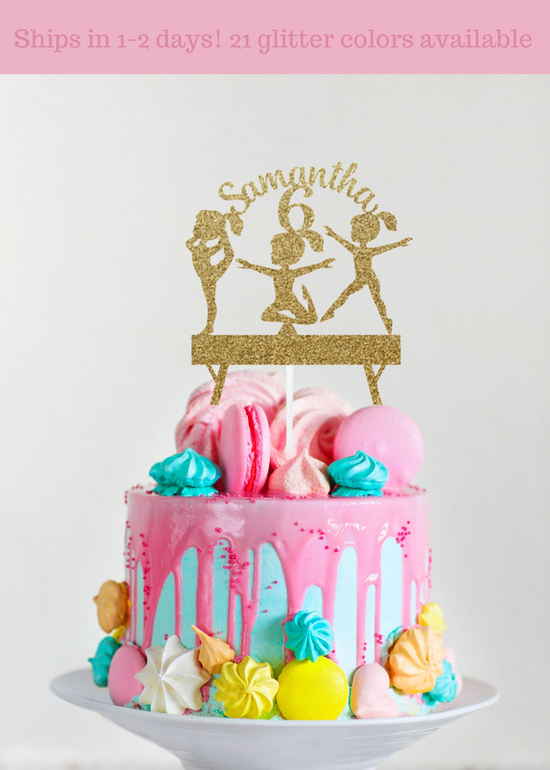 Gymnastics Cake Topper Glitter cake topper Custom - Etsy