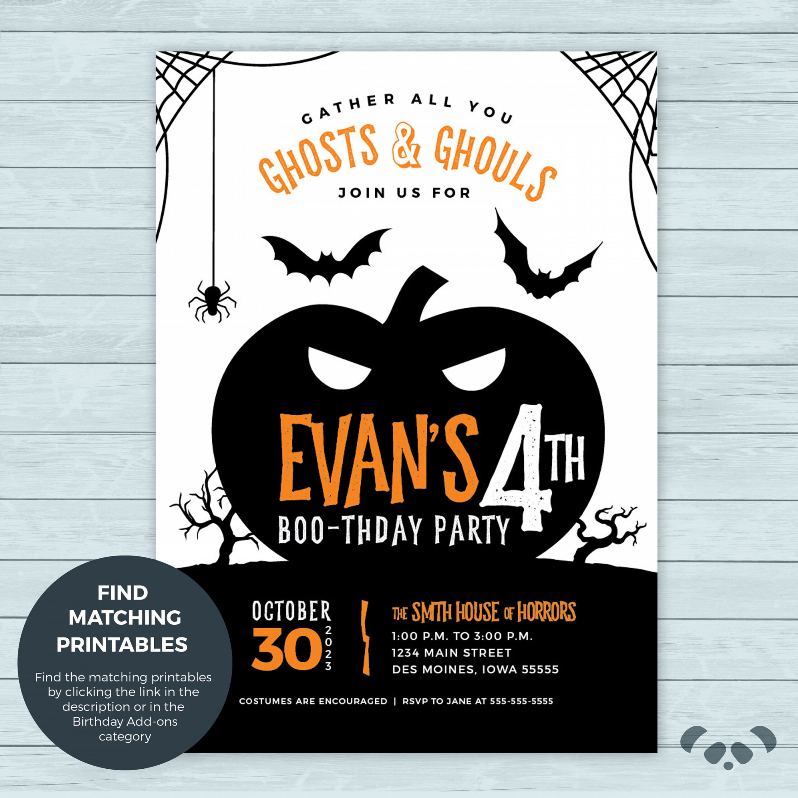 Halloween Birthday Party Invitation Pumpkin Spooky Halloween - Etsy UK