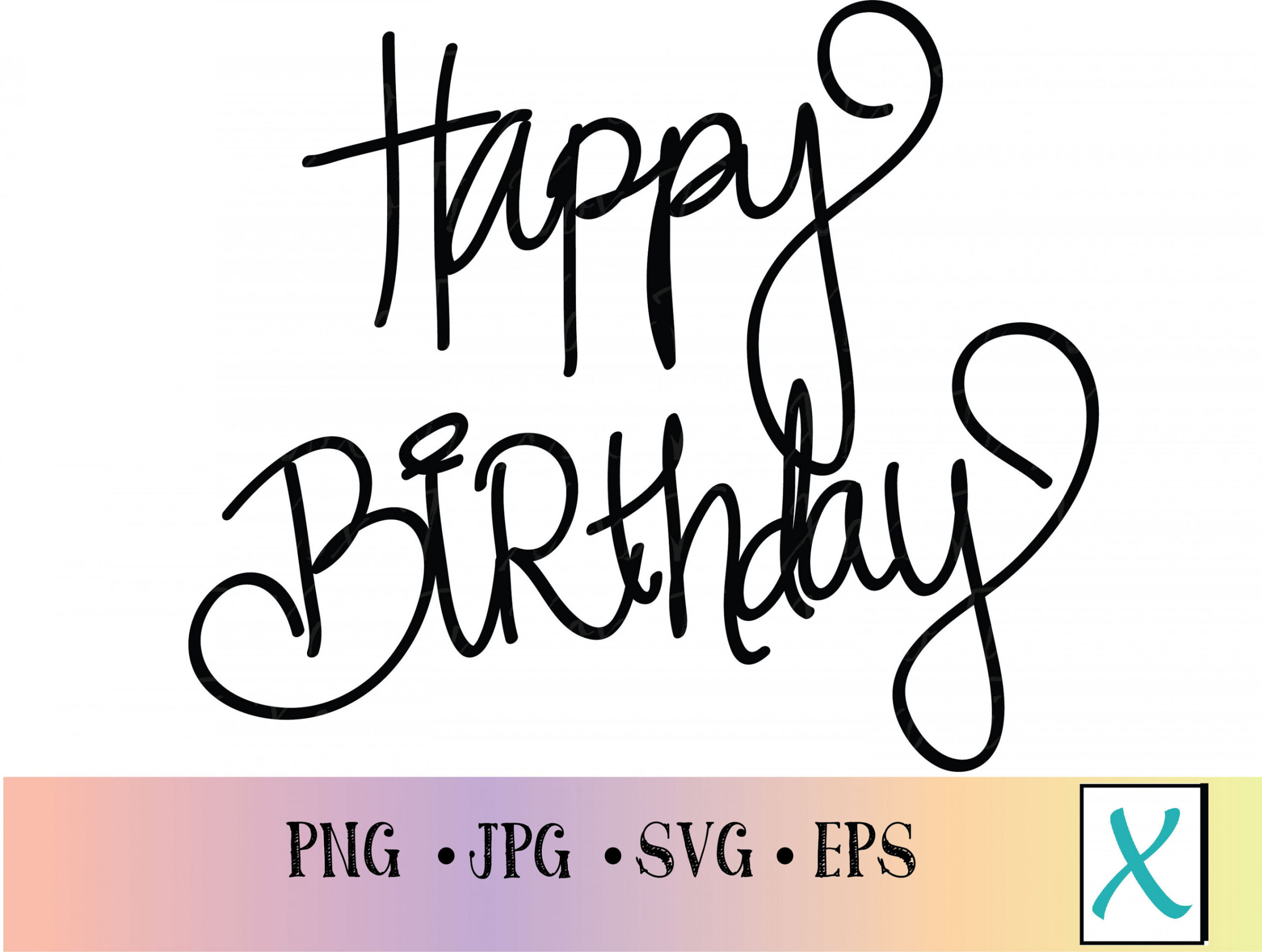 Handschriftlich-Happy Birthday-Clipart-Word Art-Party-Fancy  Script-Geburtstag-Wort-Cursive-Geburtstag