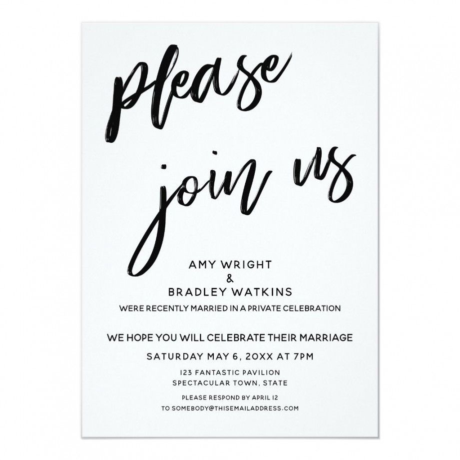 Handwriting Please Join Us After Wedding Reception Invitation