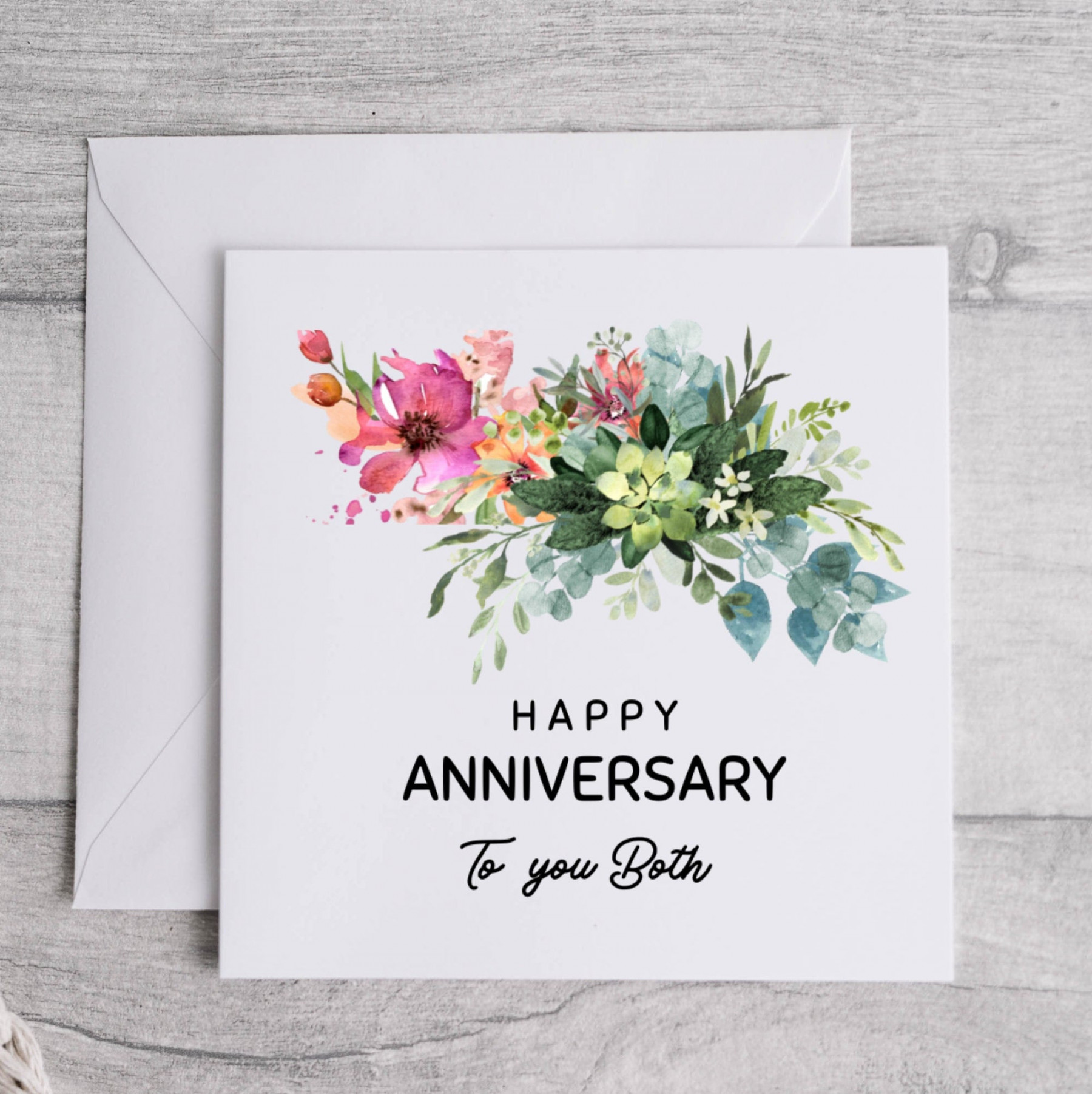 Happy Anniversary to You Both Card. Parents, Friends, Family Anniversary  Card. Floral Card.