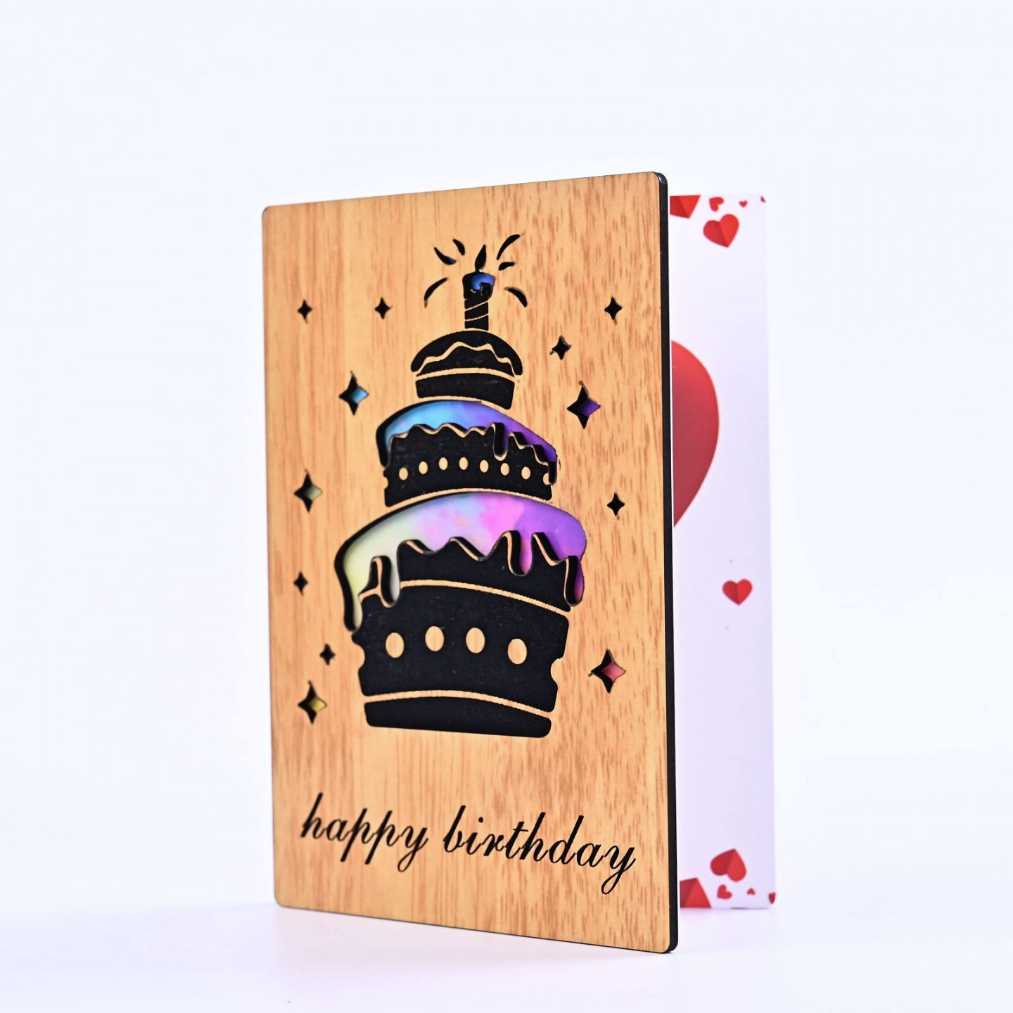 Happy Birthday Card, Cake Design Birthday Gift Card, Premium Wooden  Greeting Cards, Handmade Thank You Card