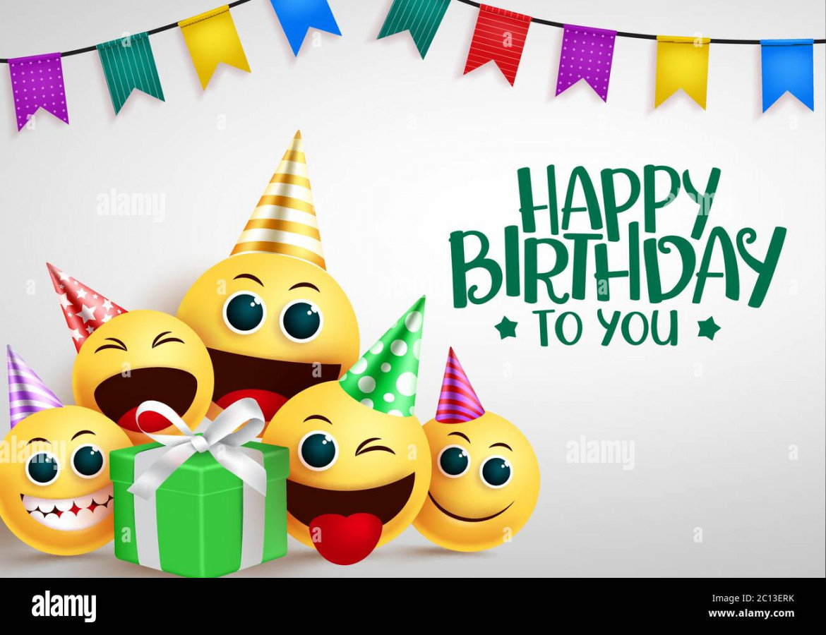 Happy birthday emoji vector greeting design