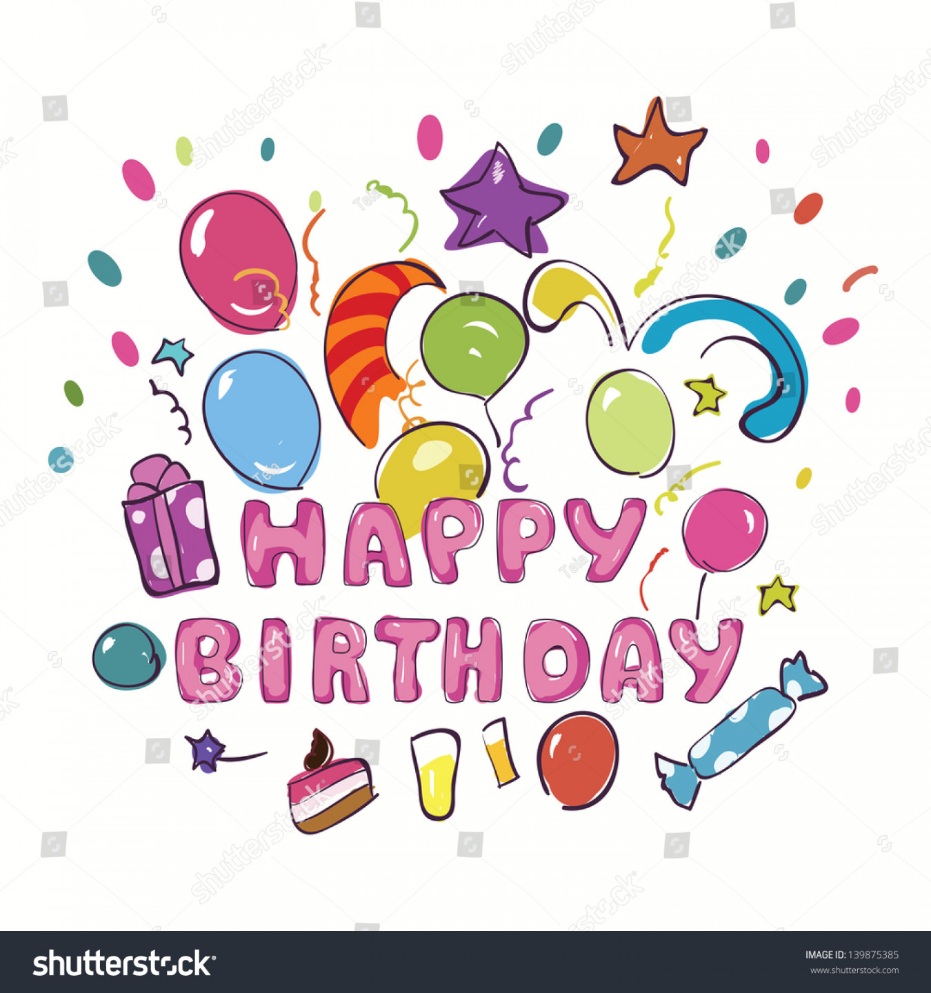 Happy Birthday Greeting Card Kids Vector: Stock-Vektorgrafik