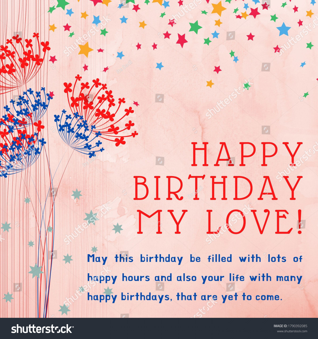 Happy Birthday My Love Typographical Birthday Stock Illustration