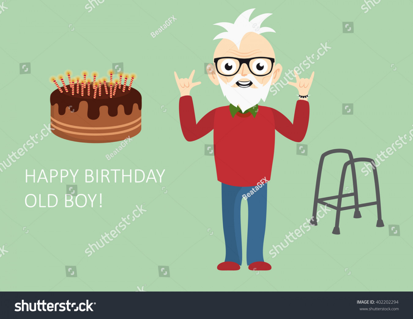 Happy Birthday Old Boy Funny Birthday: Stock-Vektorgrafik