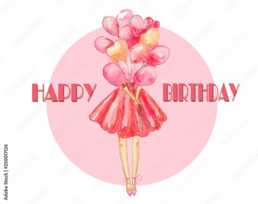 Happy Birthday Pretty Lady Stock-Illustration  Adobe Stock