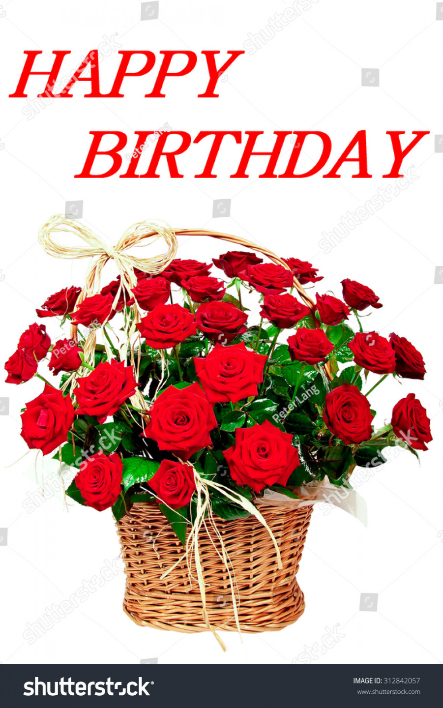 Happy Birthday Red Beautiful Flowers Roses Stockfoto