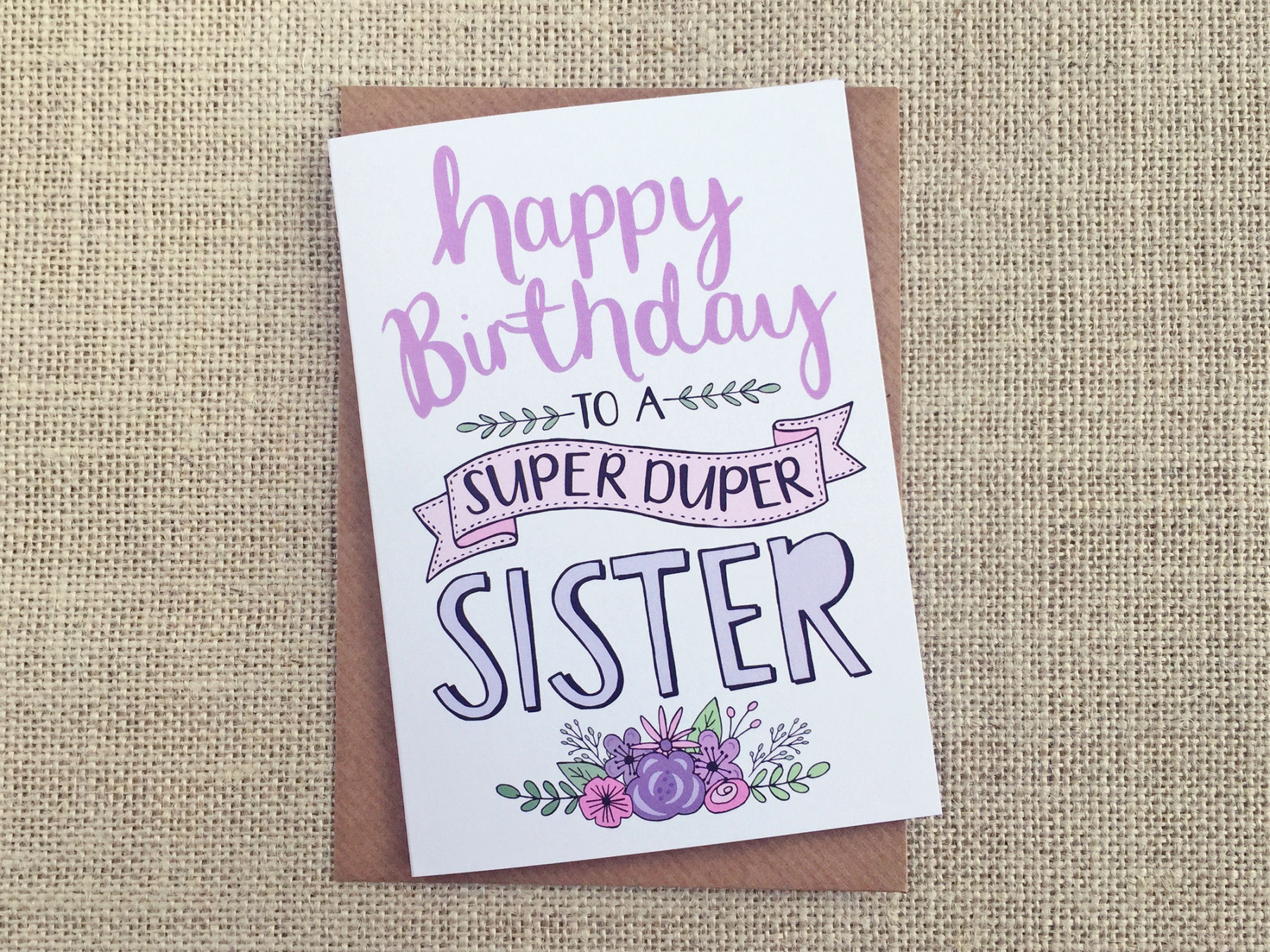 Happy Birthday Sister - Birthday card - hand lettering