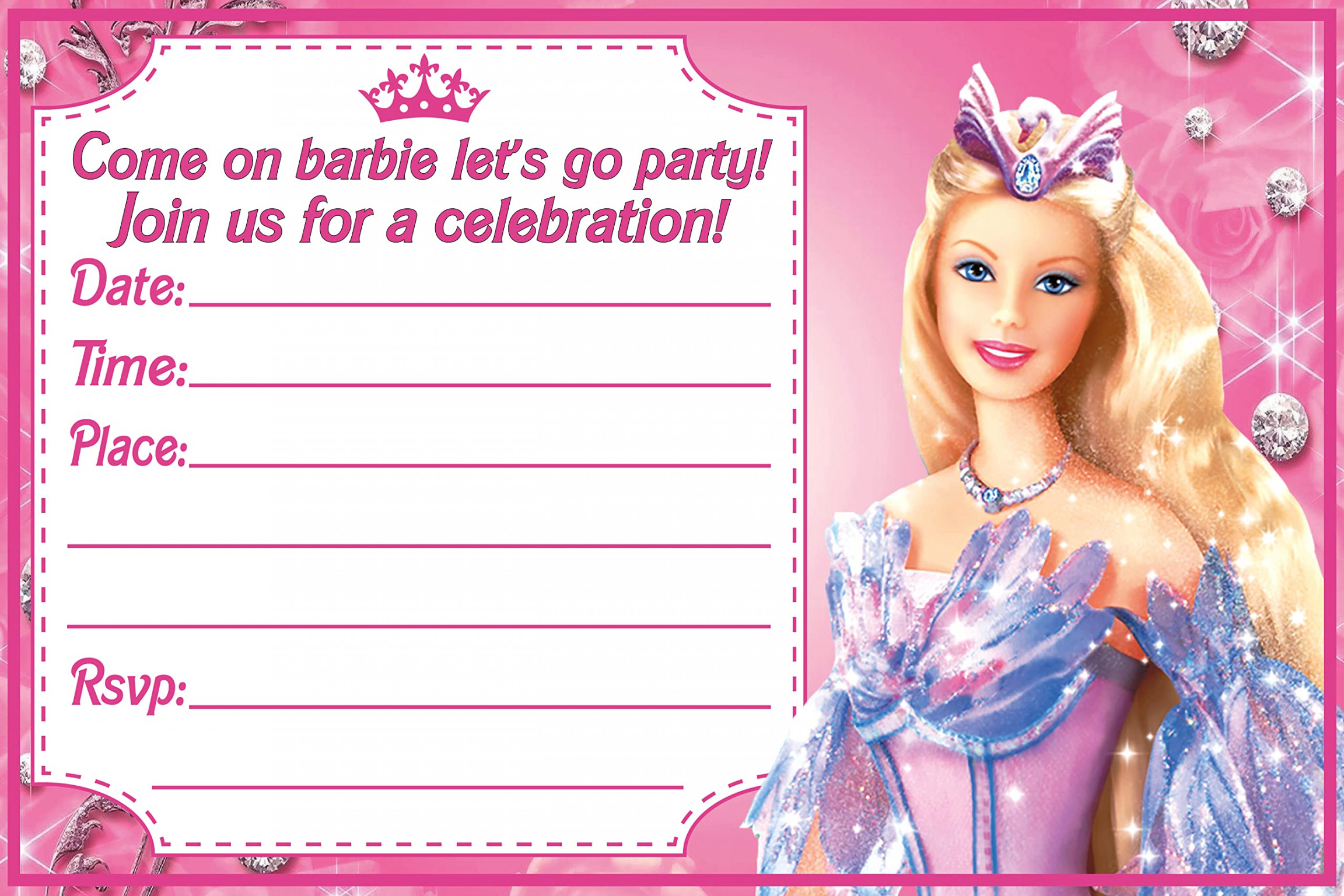 HAPPY CHOICES Barbie Invitation Cards and Envelopes -  Invitation Cards  to Fill in for Children