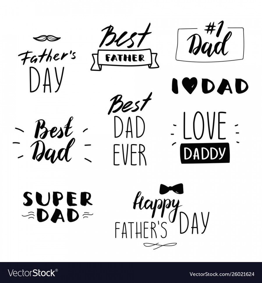 Happy father s day set handwritten fonts Vector Image