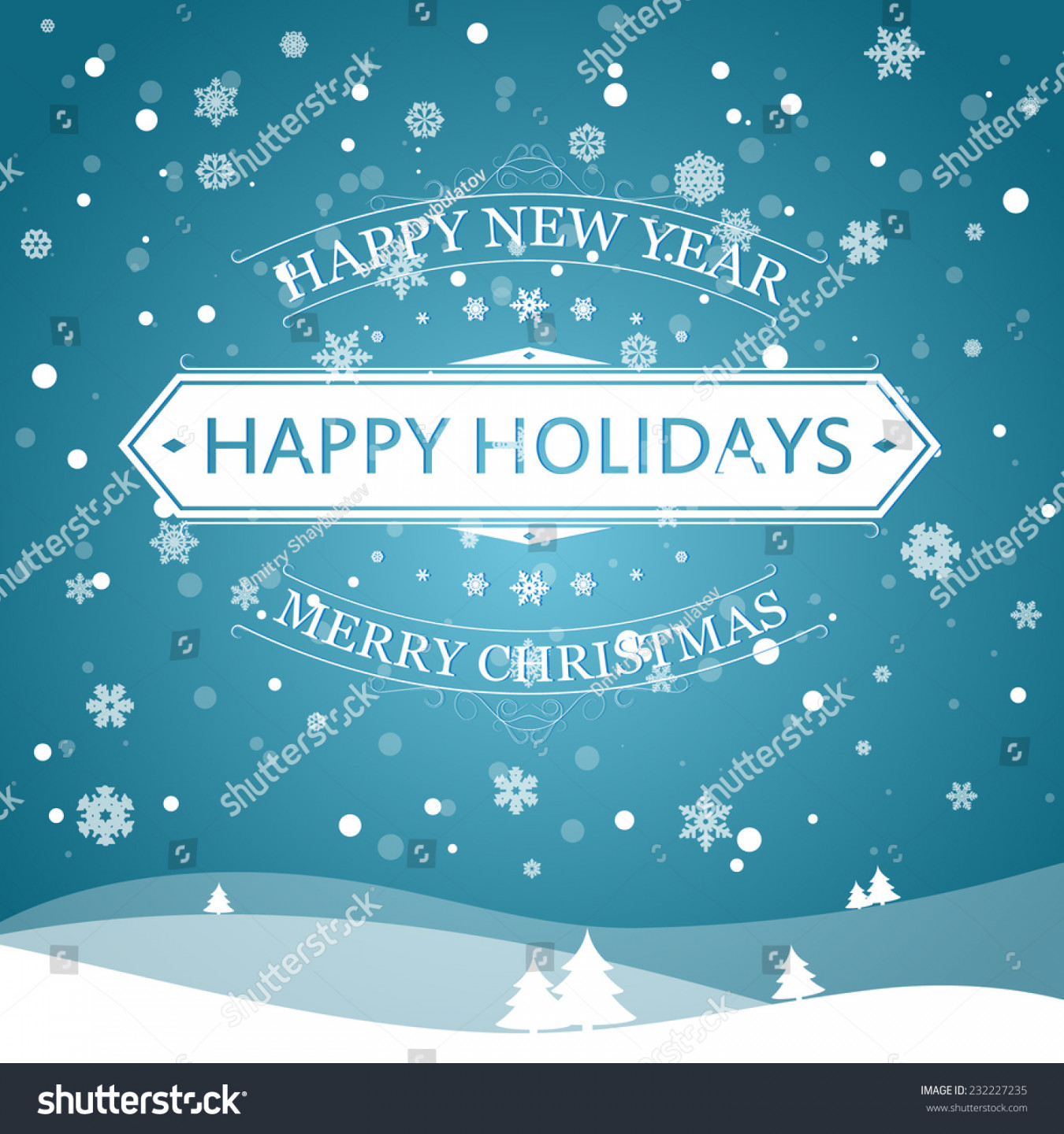 Happy New Year Happy Holidays Merry: Stock-Vektorgrafik