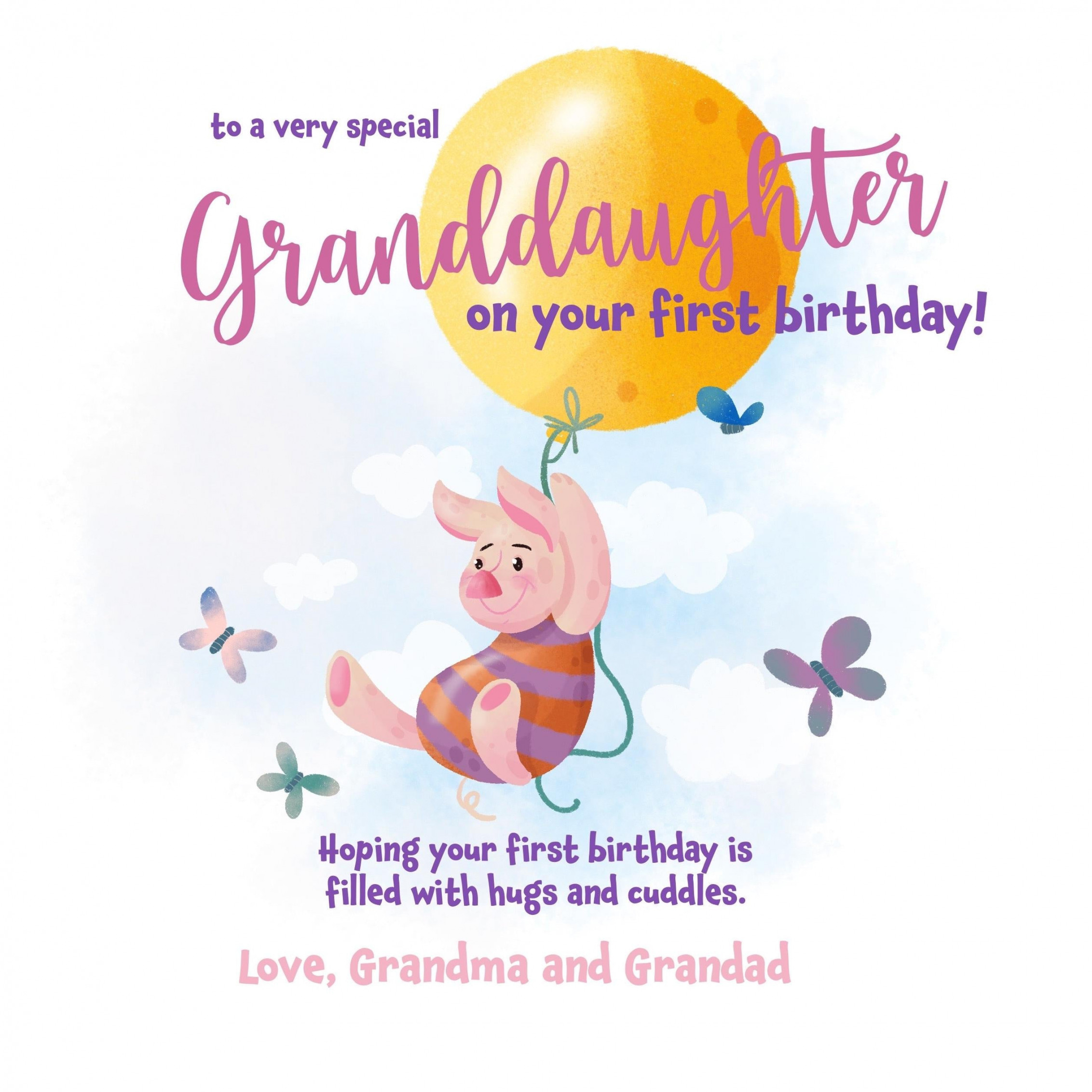 Happy st Birthday Granddaughter Piglet Confetti-exploding Greetings Card