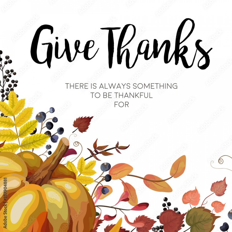 Happy Thanksgiving Greeting card, postcard design with Autumn