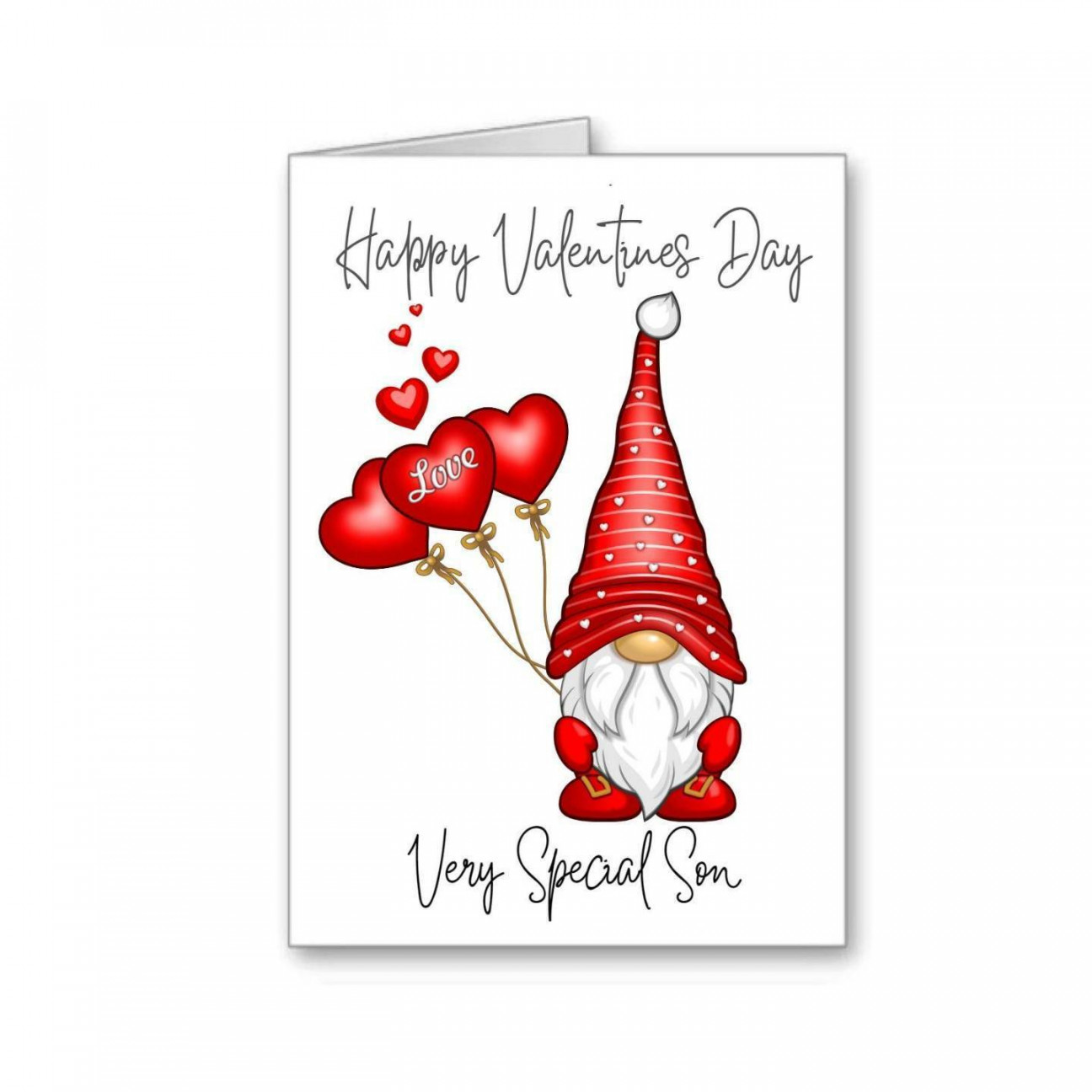 Happy Valentines Day son card Gonk Gnome Valentine envelope