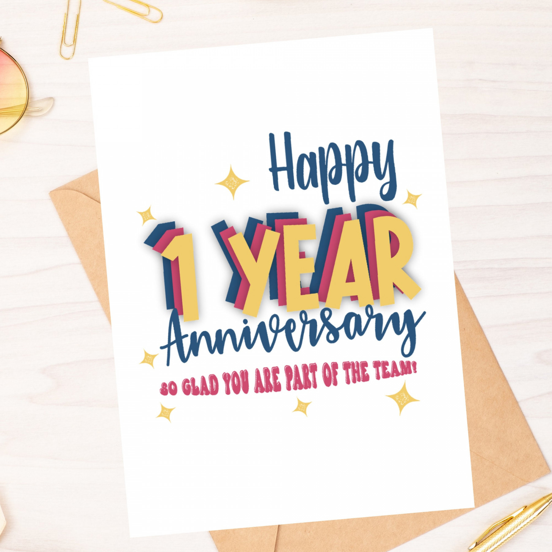 Happy  Year Anniversary Work Anniversary Card Instant - Etsy