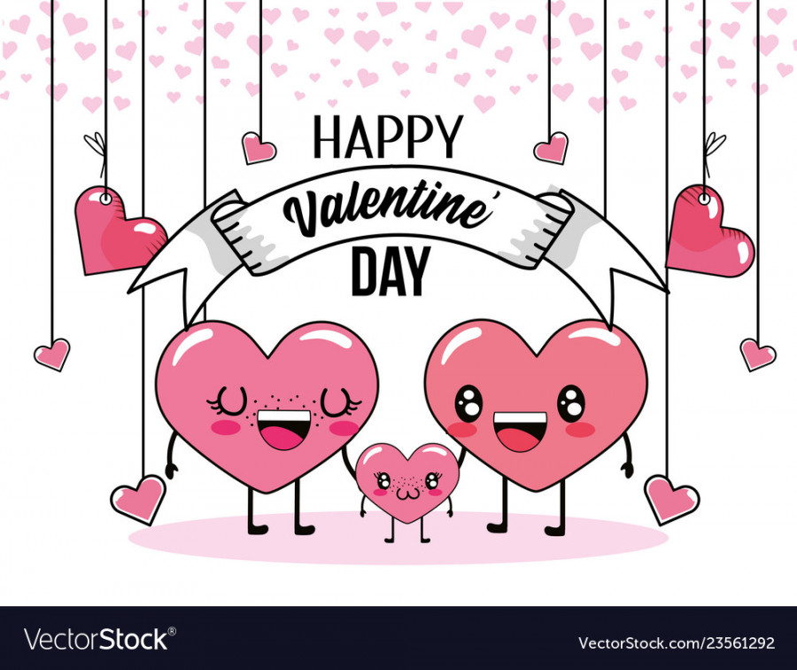 Hearts couple with son to valentines day Vector Image