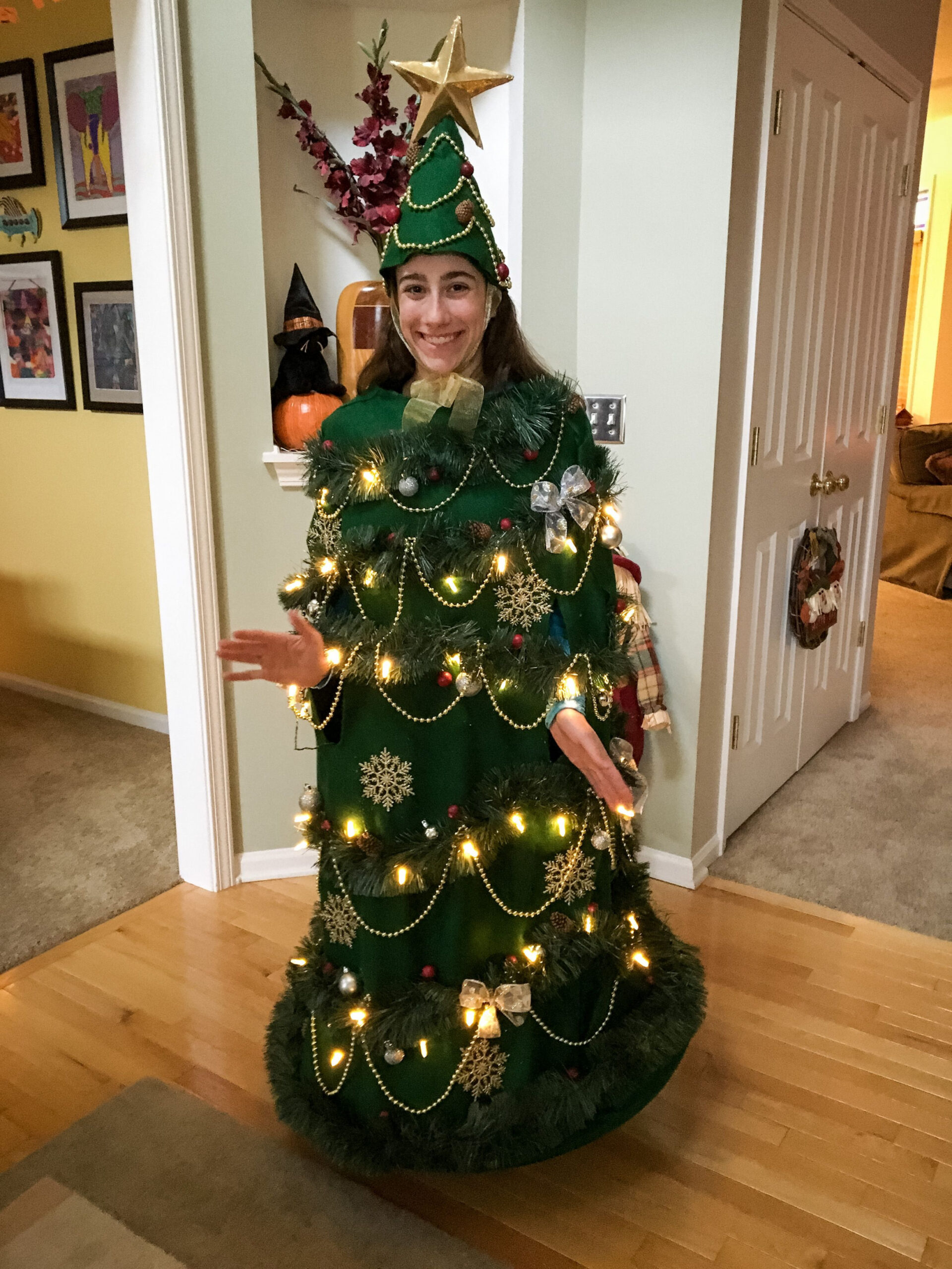 Homemade Christmas Tree Costume; Halloween Costume