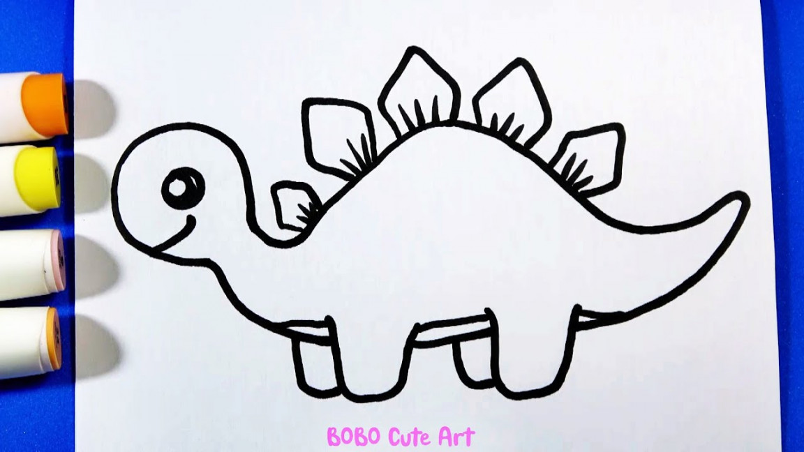 How to Draw a Cute Dinosaur step by step  BOBO Cute Art