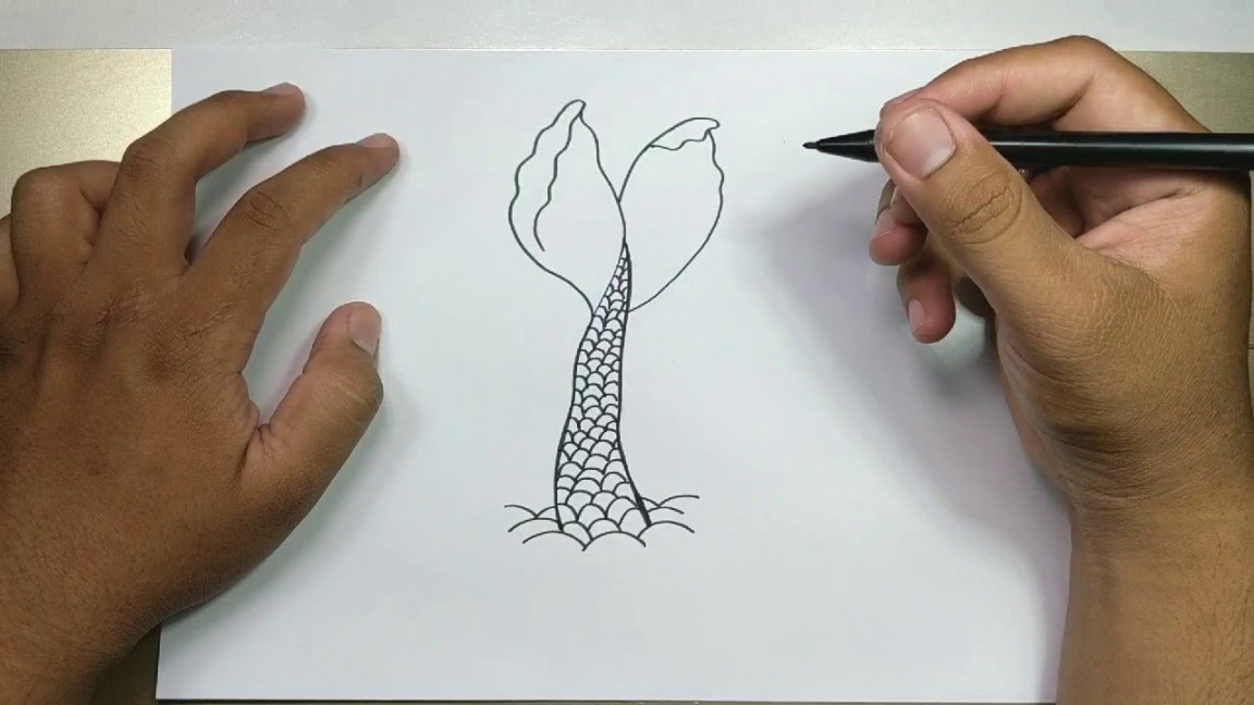 How to draw MERMAID TAIL step by step