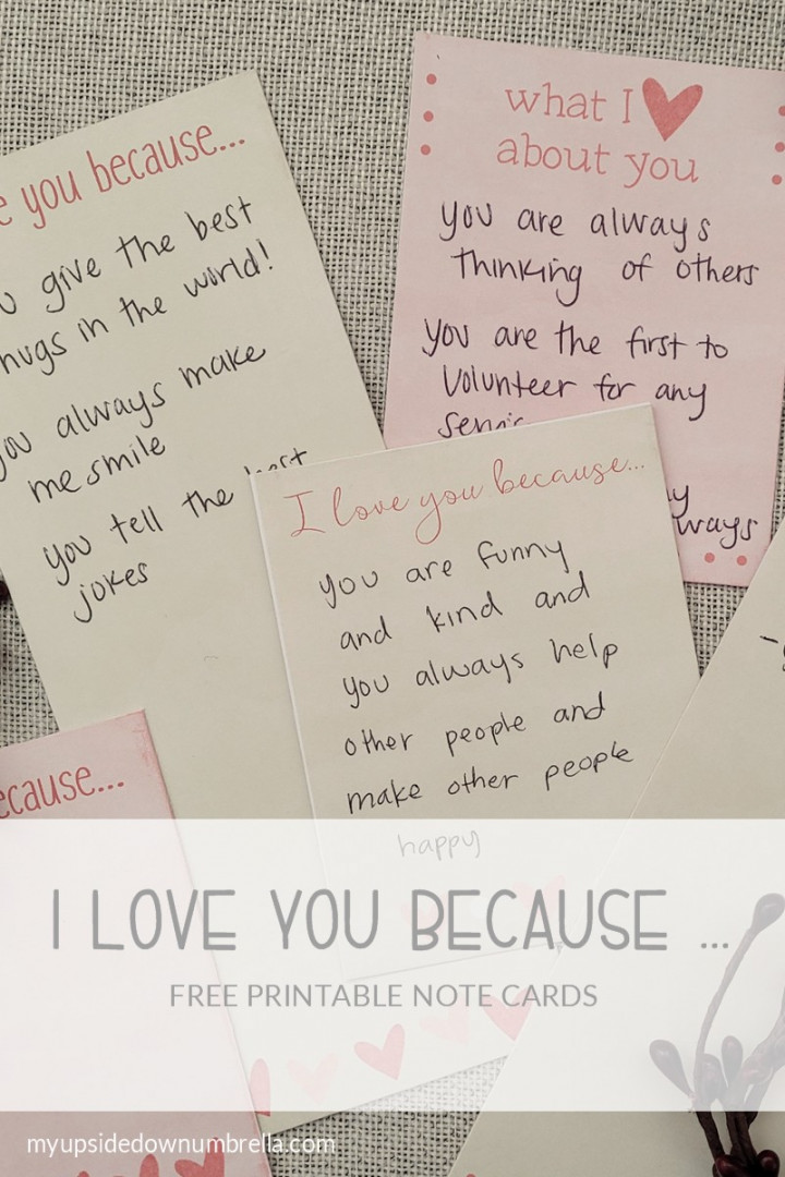 I Love You Because  Free Printable Valentine