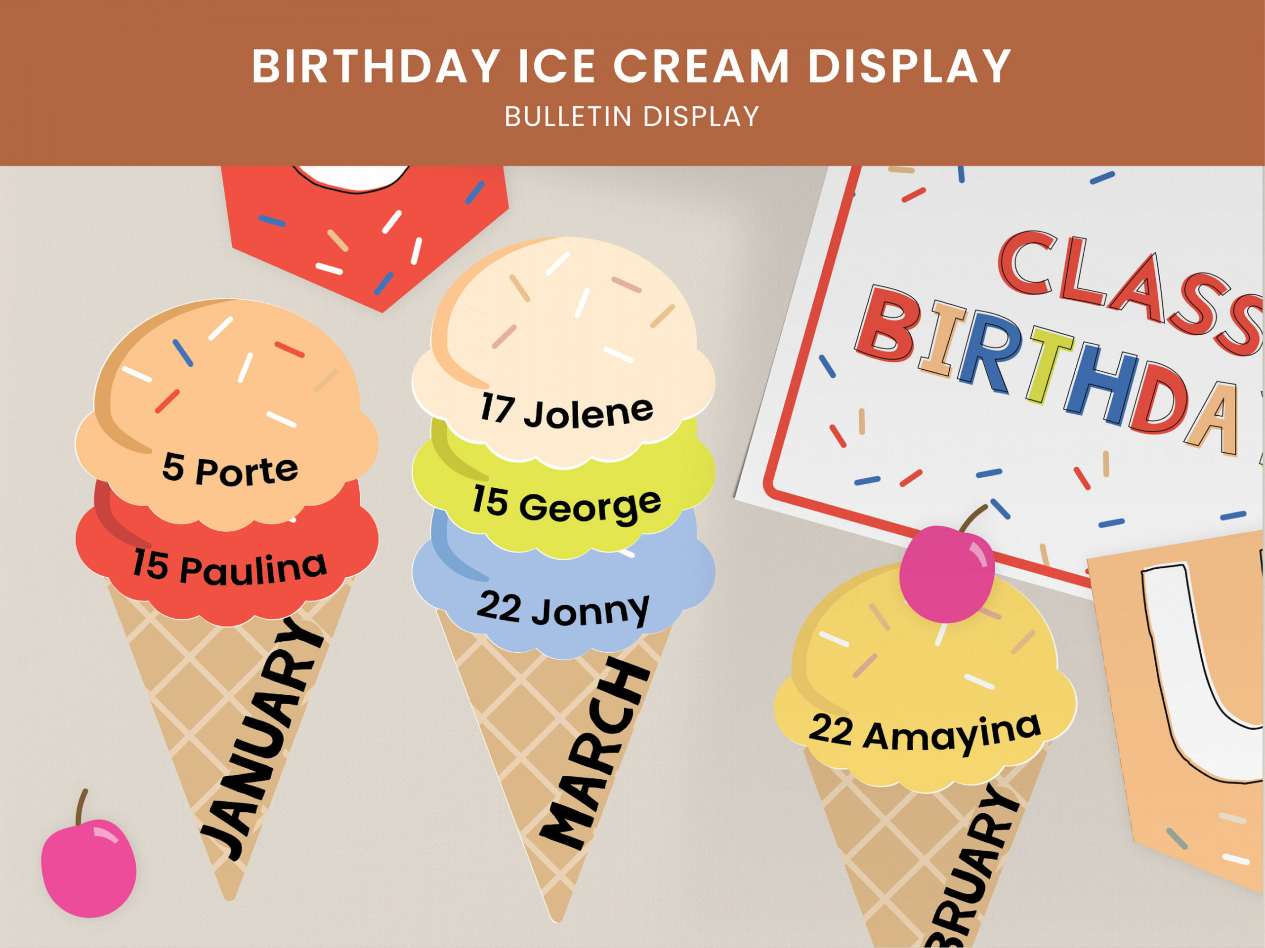 Ice Cream Classroom Birthday Display Pack Birthday Bulletin - Etsy