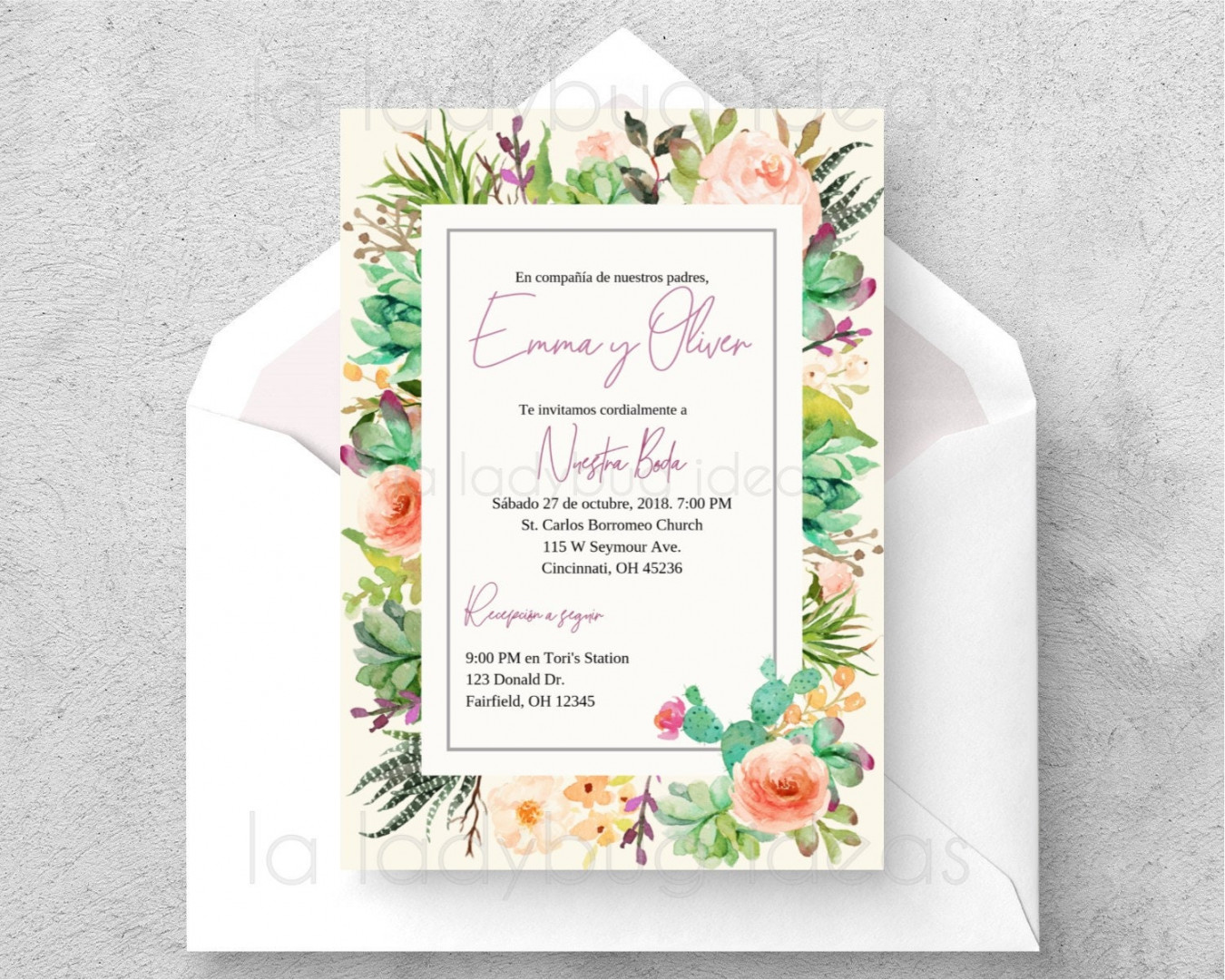 Invitaciones de boda en espanol para editar/imprimir. - Etsy