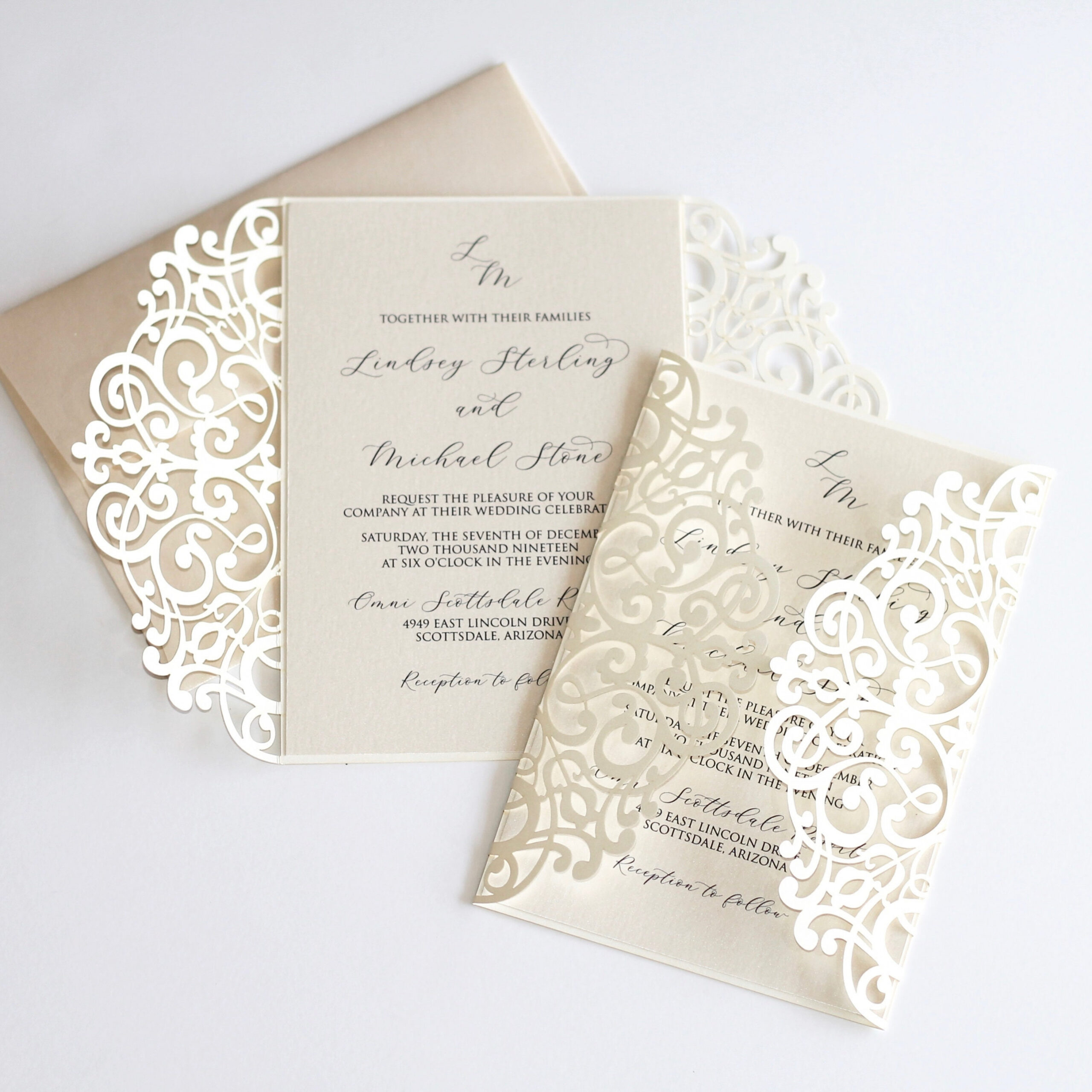 Ivory Wedding Invitation Lace Laser cut Wedding Invite - Etsy