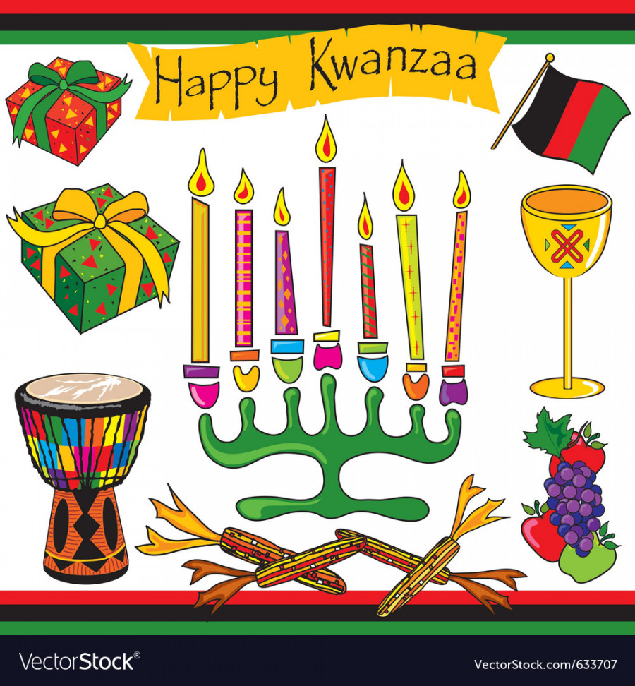 Kwanzaa clipart elements and icons Royalty Free Vector Image