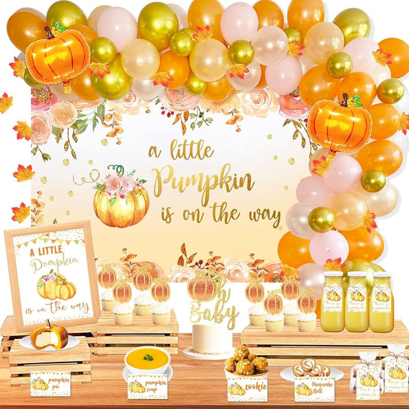 Little Pumpkin Baby Shower Decorations, Little Pumpkin Party Decorations  for Rustic Fall Autumn Baby Shower Party Supplies, Halloween Thanksgiving